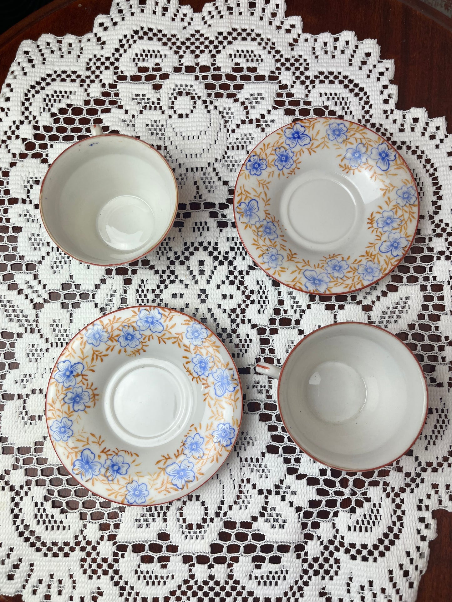 Vintage Art Deco Hand Painted Floral Tea Cup Set