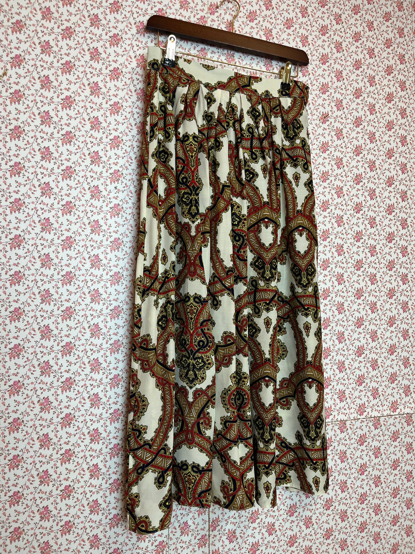 Vintage 1980s Pattern Midi Skirt