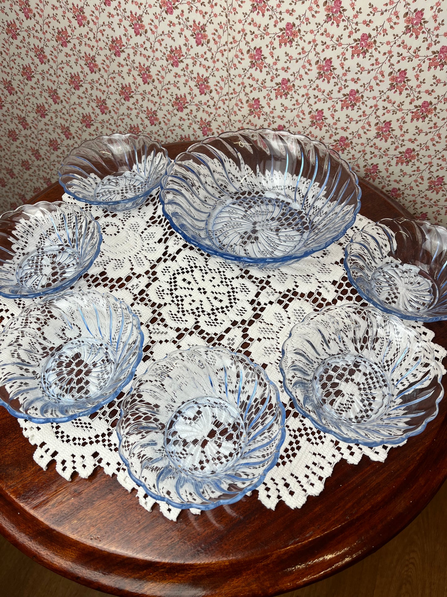 Vintage Glass Dessert Dish and Bowls set of 6