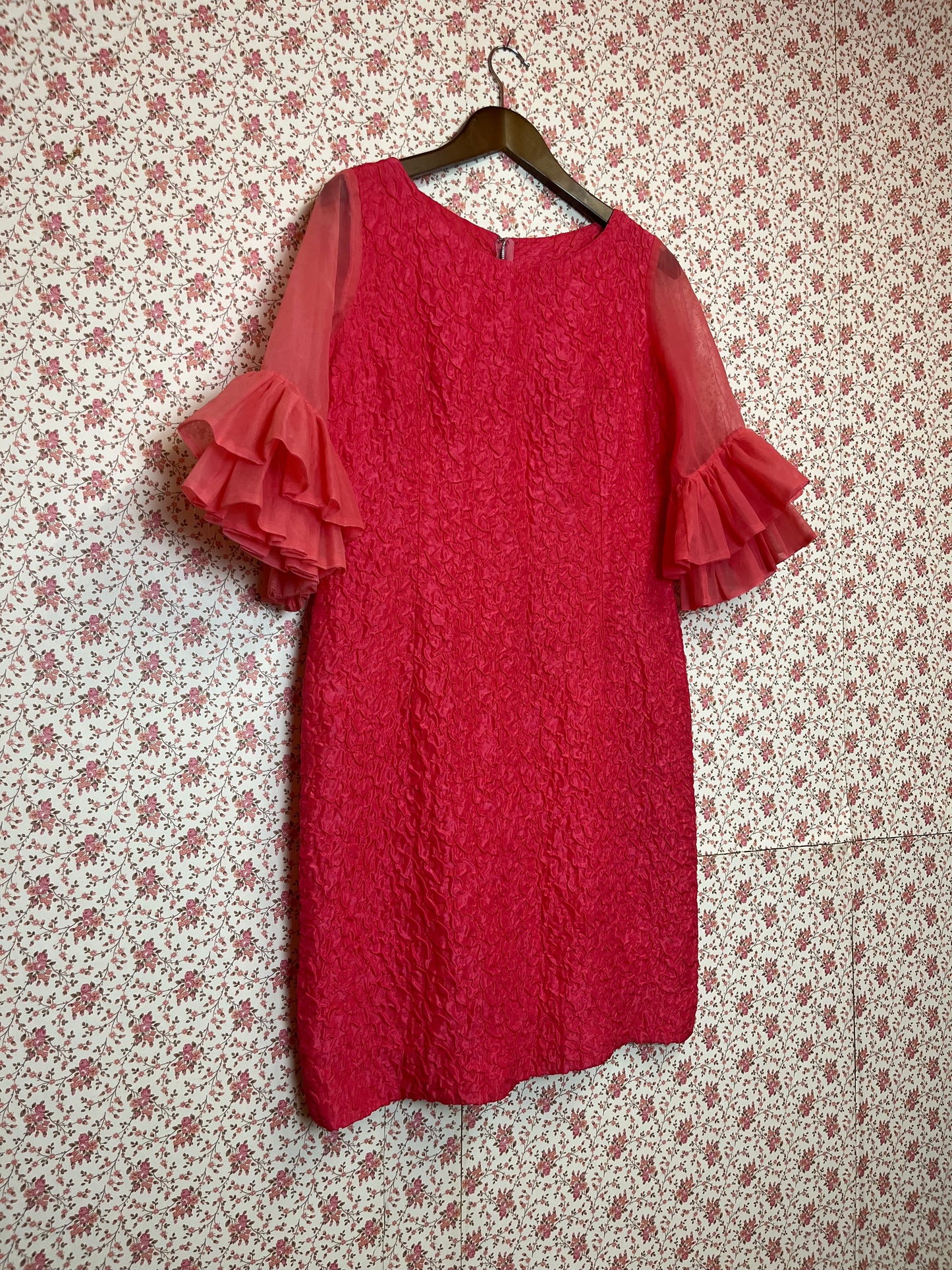 Vintage 1960s Handmade Textured Wiggle Dress