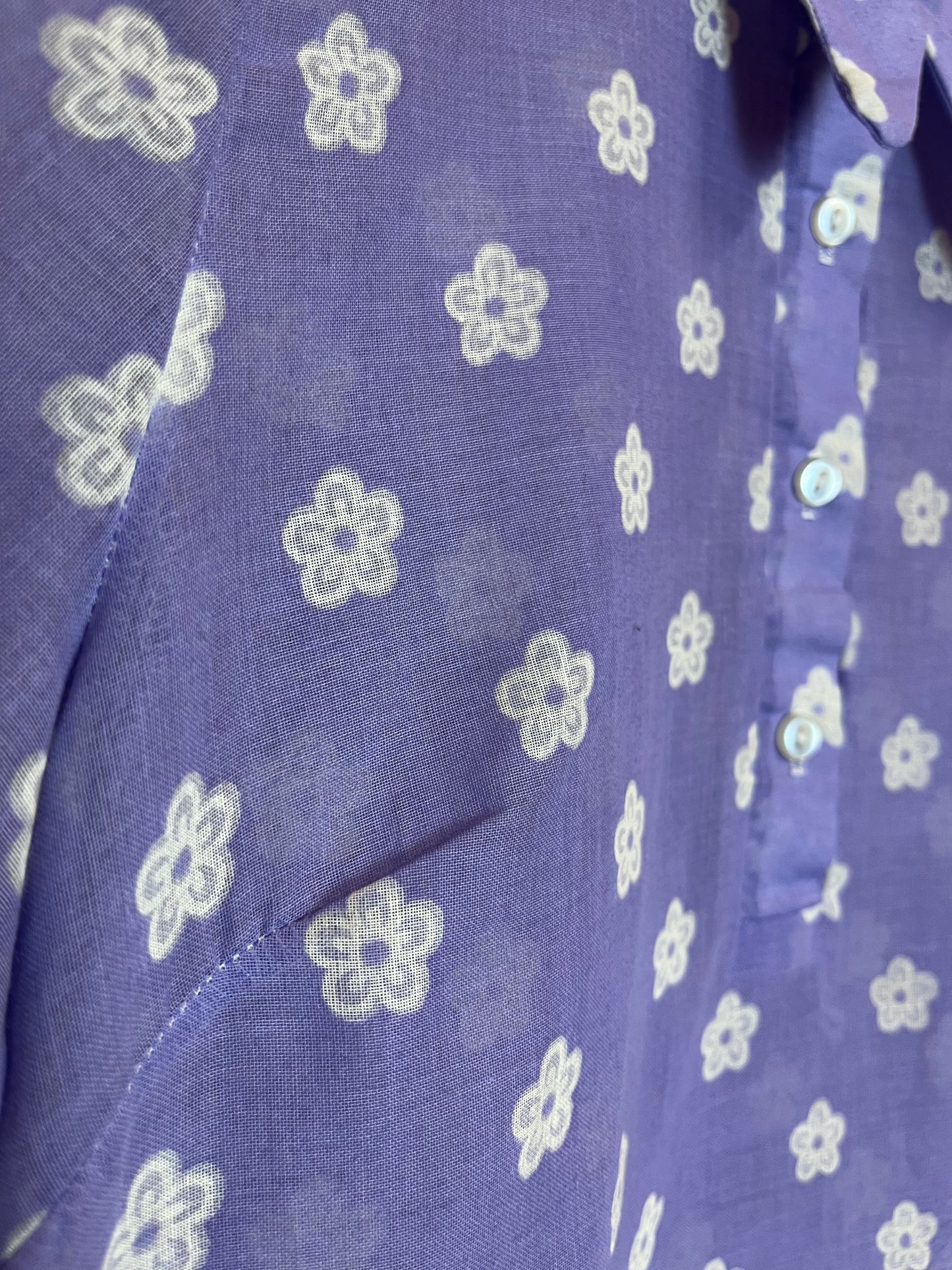 Vintage 1960s Floral Print Cotton Mini Dress