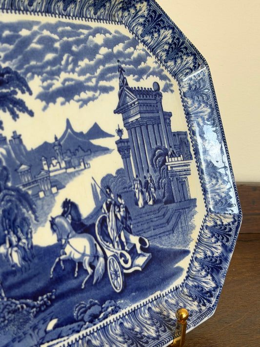 Antique Cauldon Blue & White Transferware Serving Platter