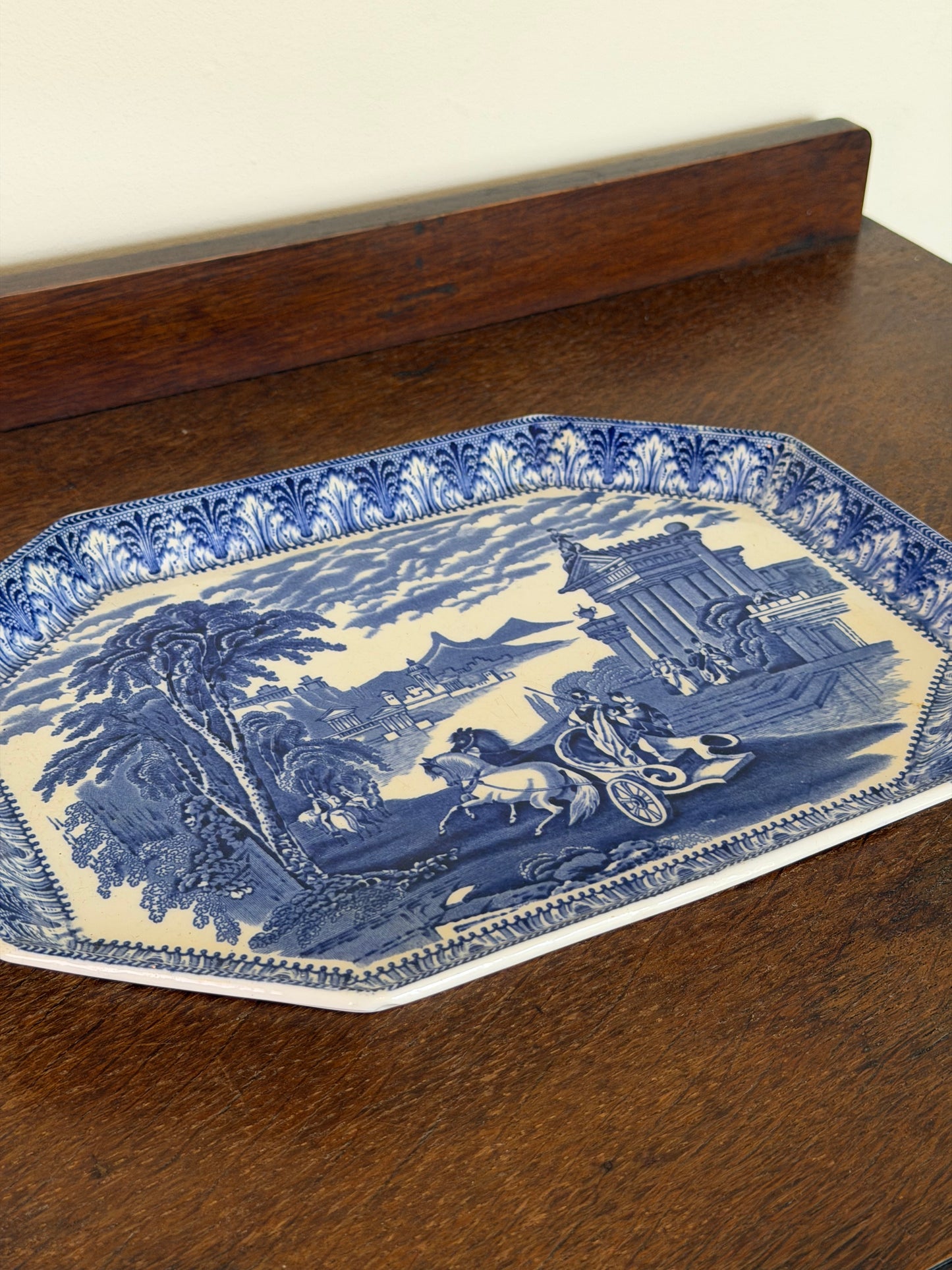 Antique Cauldon Blue & White Transferware Serving Platter