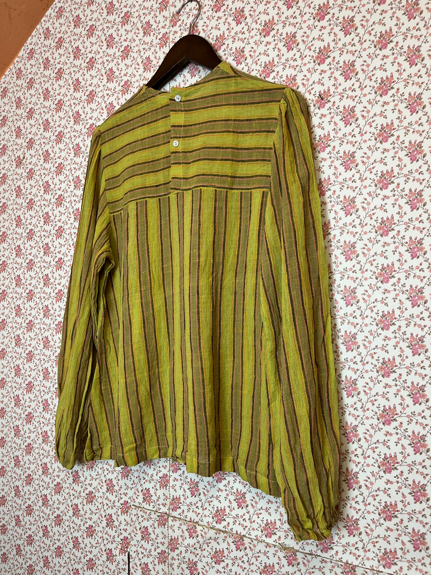 Vintage 1970s Indian Cotton Striped Blouse