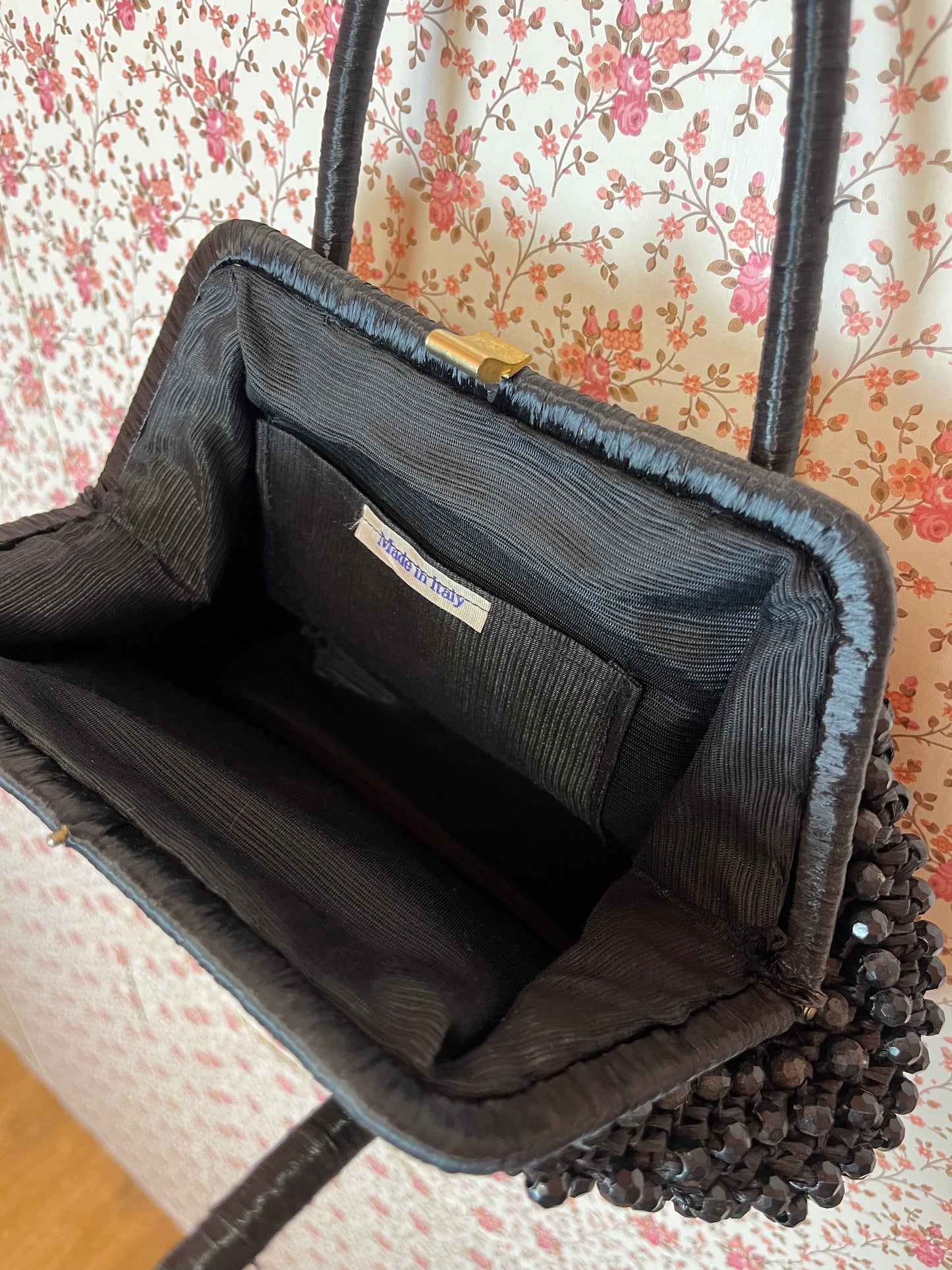 Vintage 1950s Black Beaded Handbag