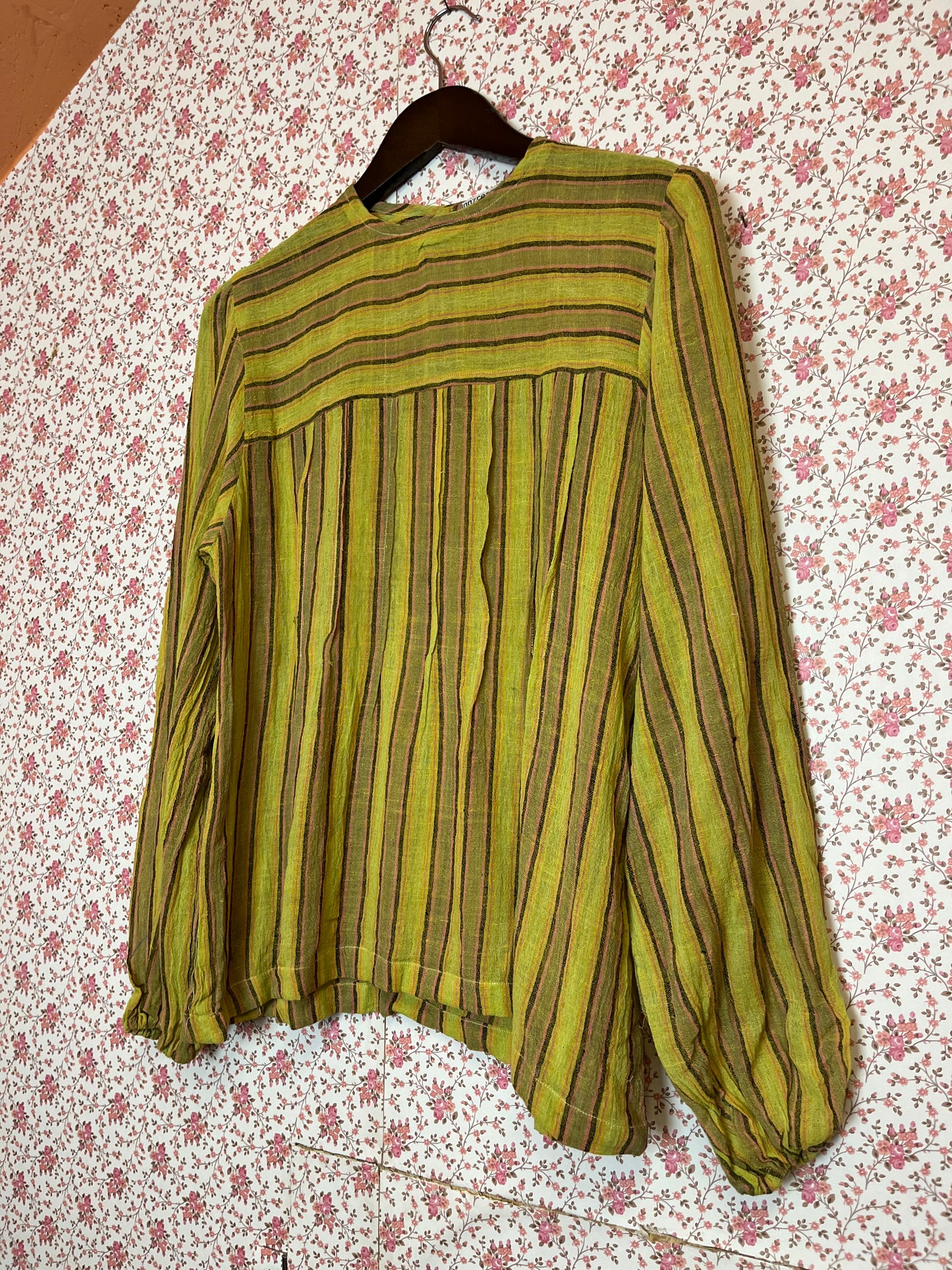 Vintage 1970s Indian Cotton Striped Blouse
