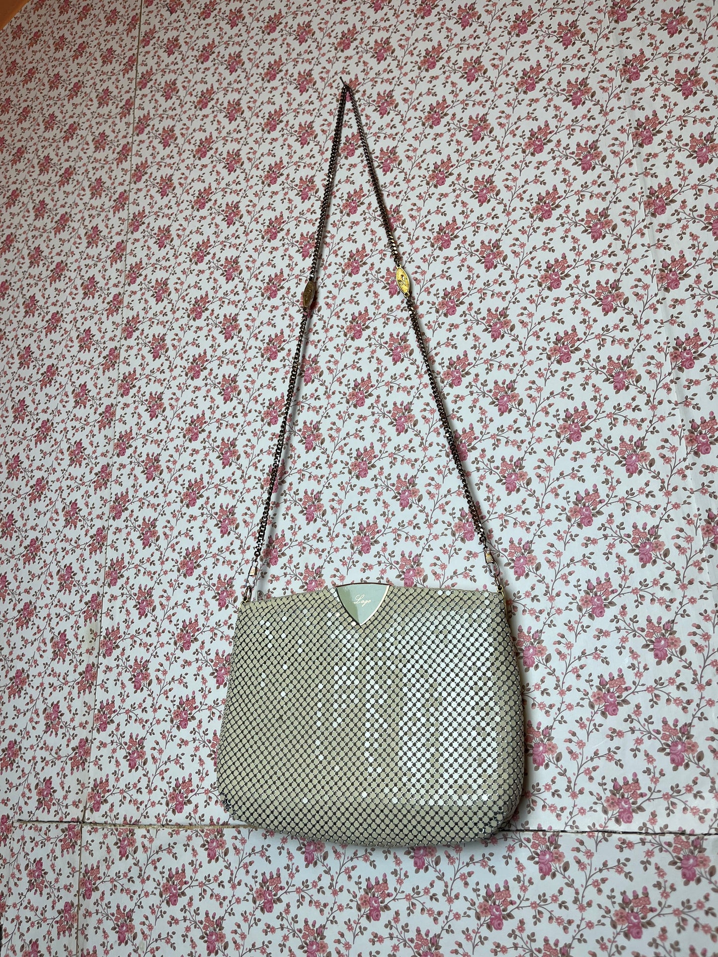 Vintage 1960s Cream Chainmail Shoulder Bag