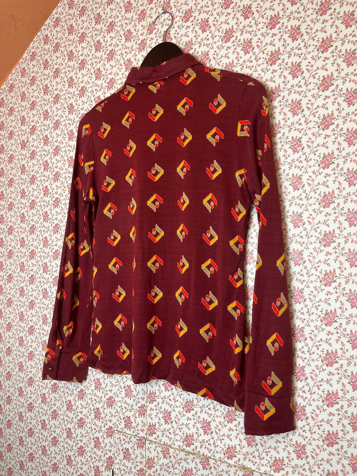 Vintage 1970s Geometric Print Popover Shirt