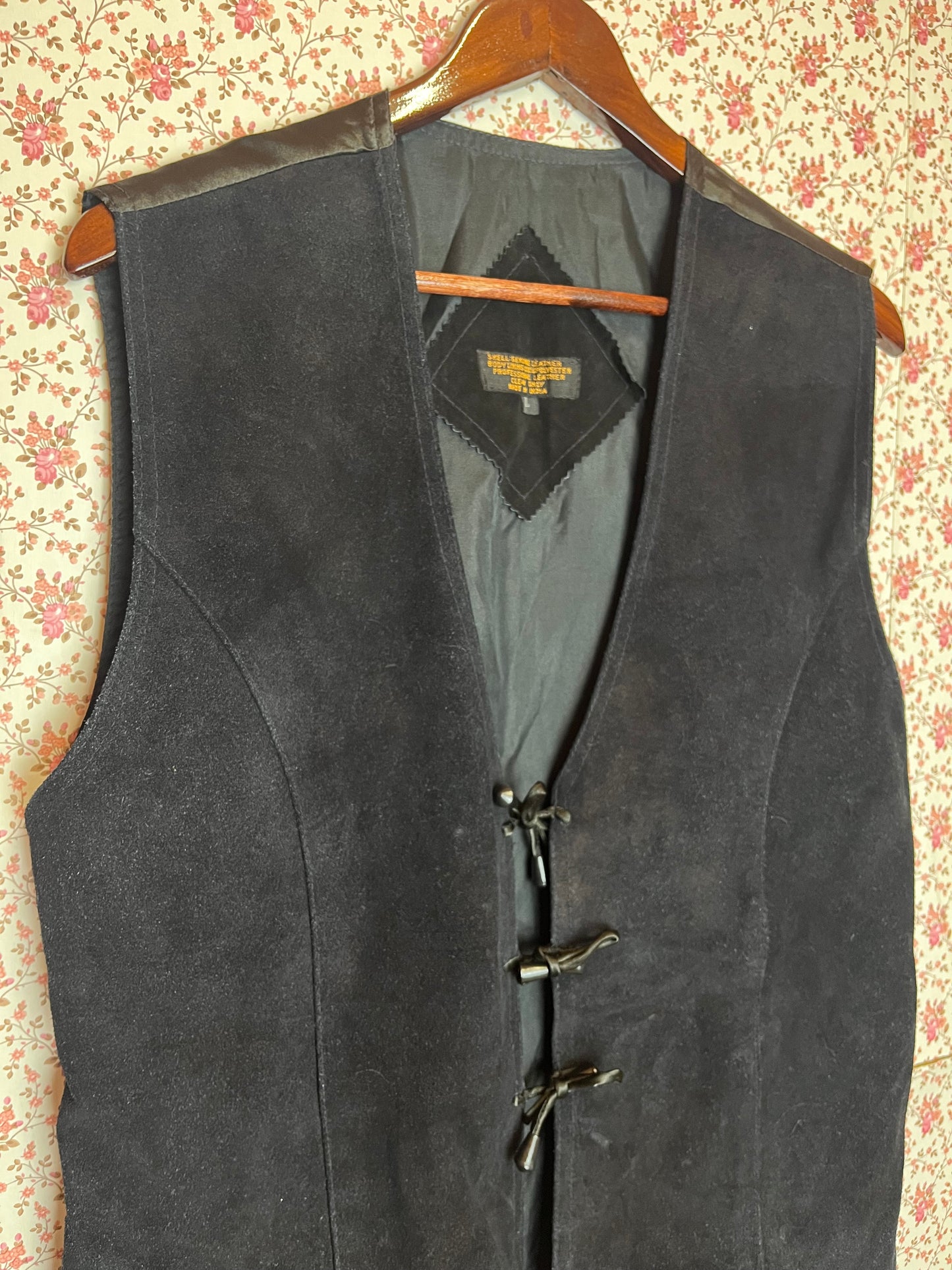 Vintage 1970s Black Suede Tassel Waistcoat