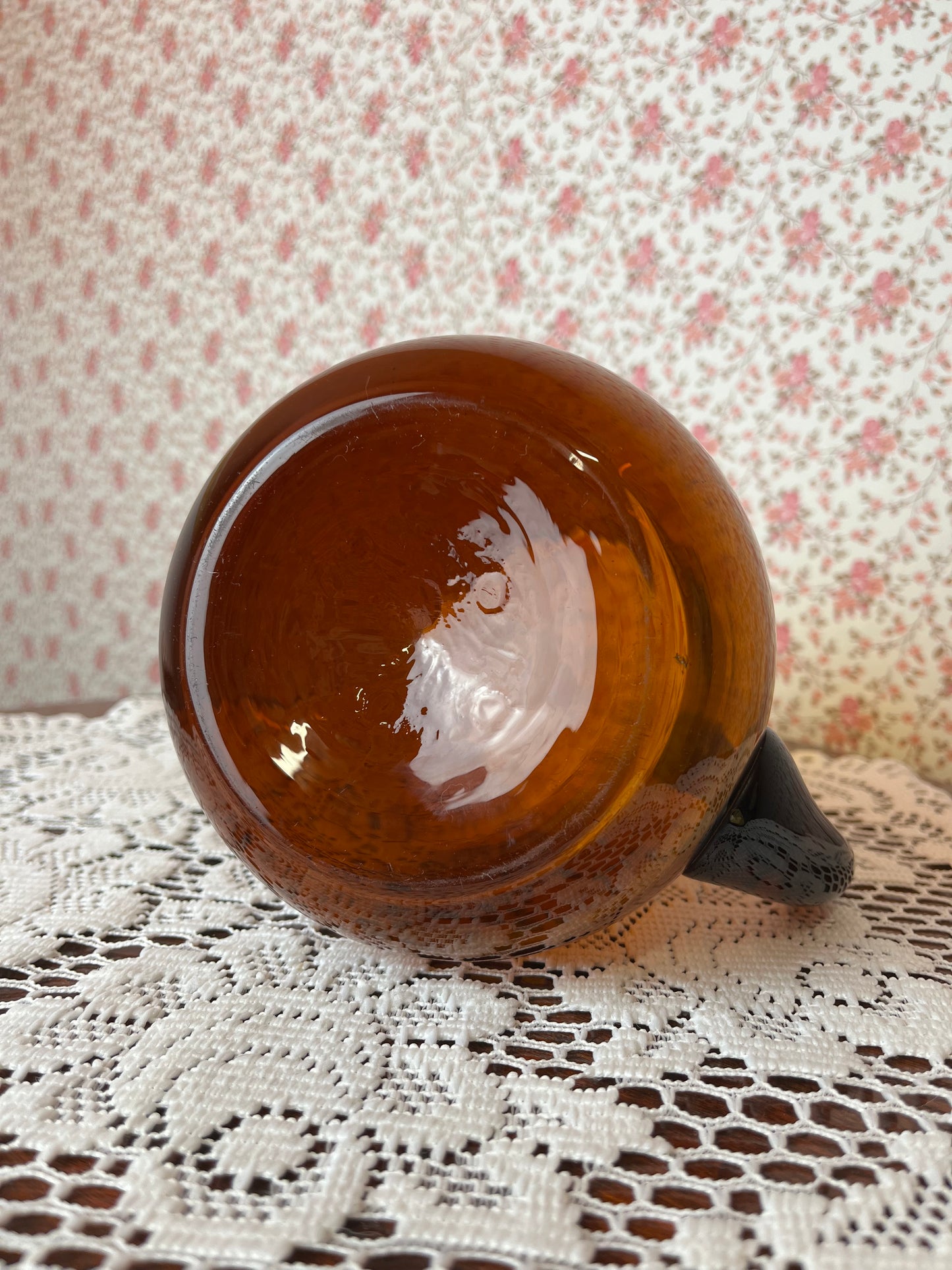 Vintage Art Deco Hand Blown Amber Glass Jug