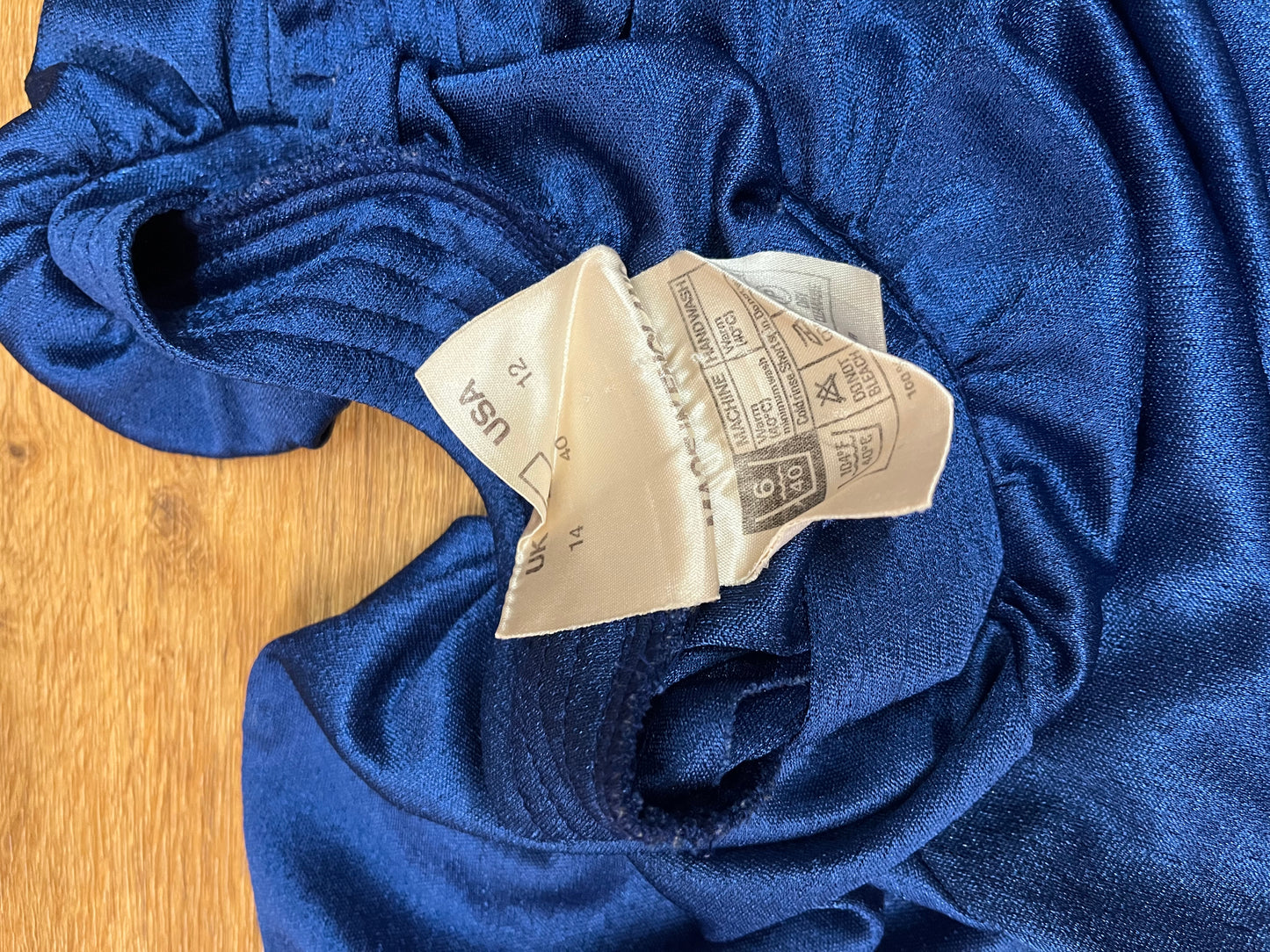 Vintage 1950s Rodney Electric Blue Satin Smock Dress