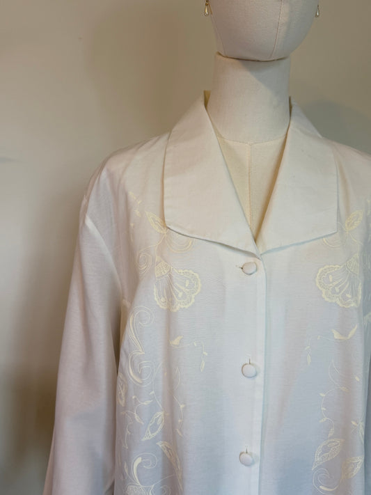 Vintage 1990s C&A Ivory Longline Blouse - Size Large