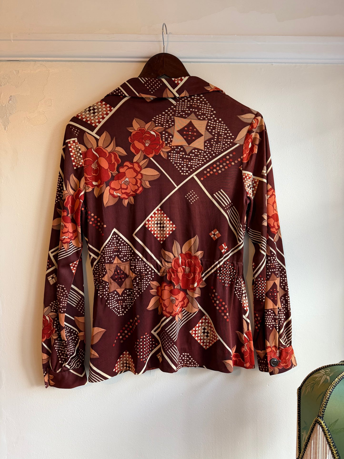 Vintage 1970s Collared Floral & Geometric Shirt