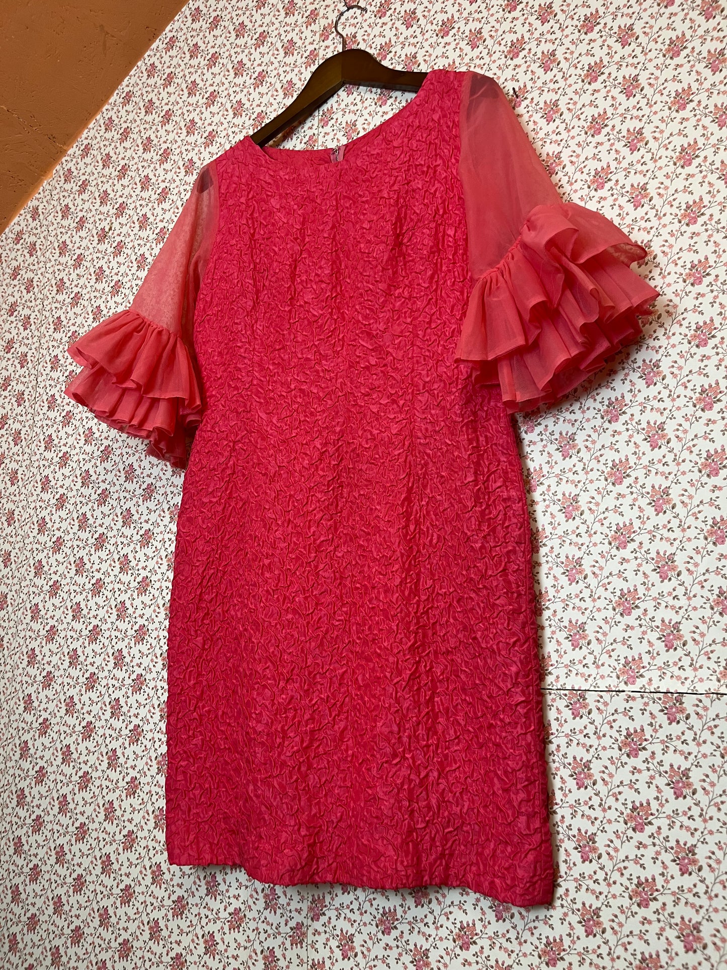 Vintage 1960s Handmade Textured Wiggle Dress