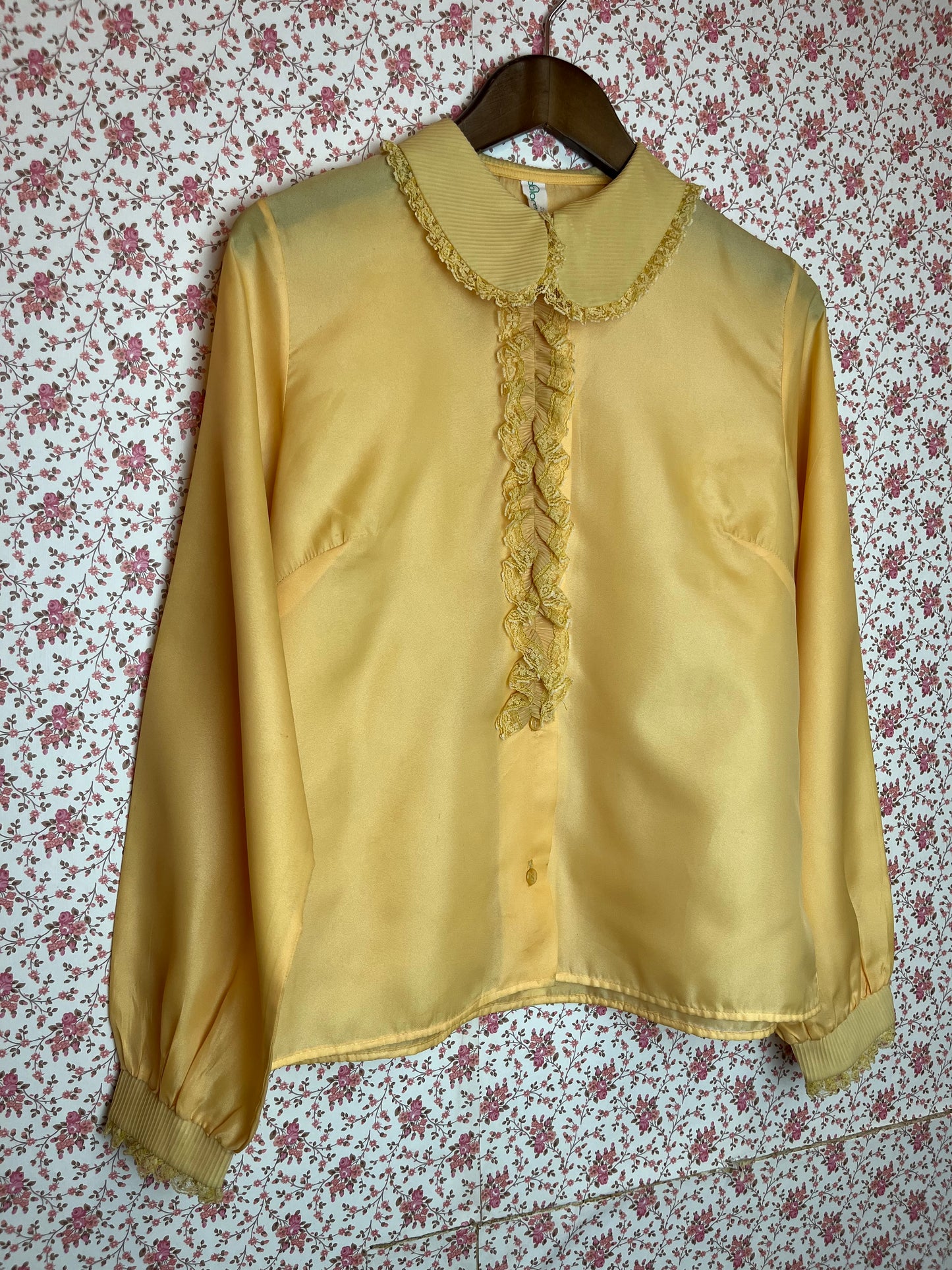 Vintage 1950s Yellow Jabot Shirt