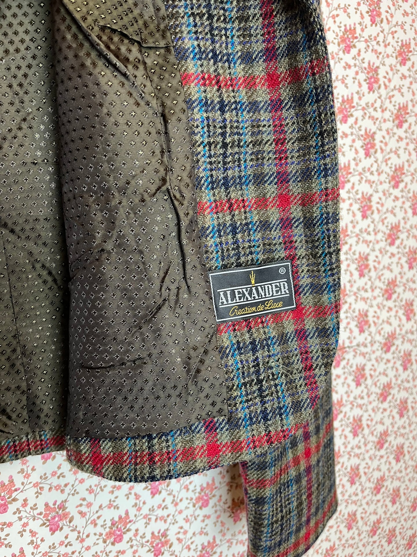 Vintage 1960s Style Wool Tweed Checked Cropped Blazer