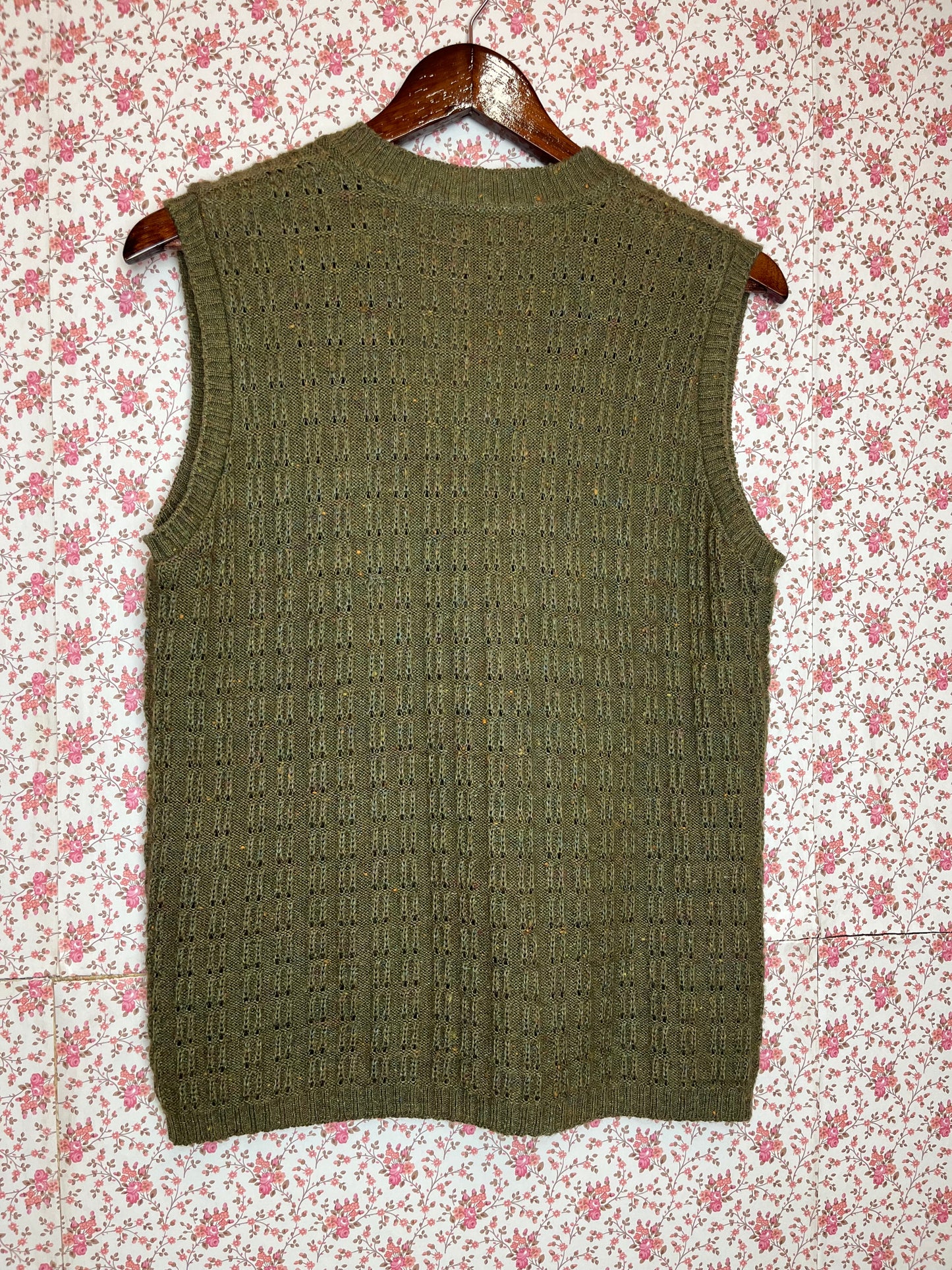 Vintage Windsmoor Green Wool Blend Knitted Waistcoat