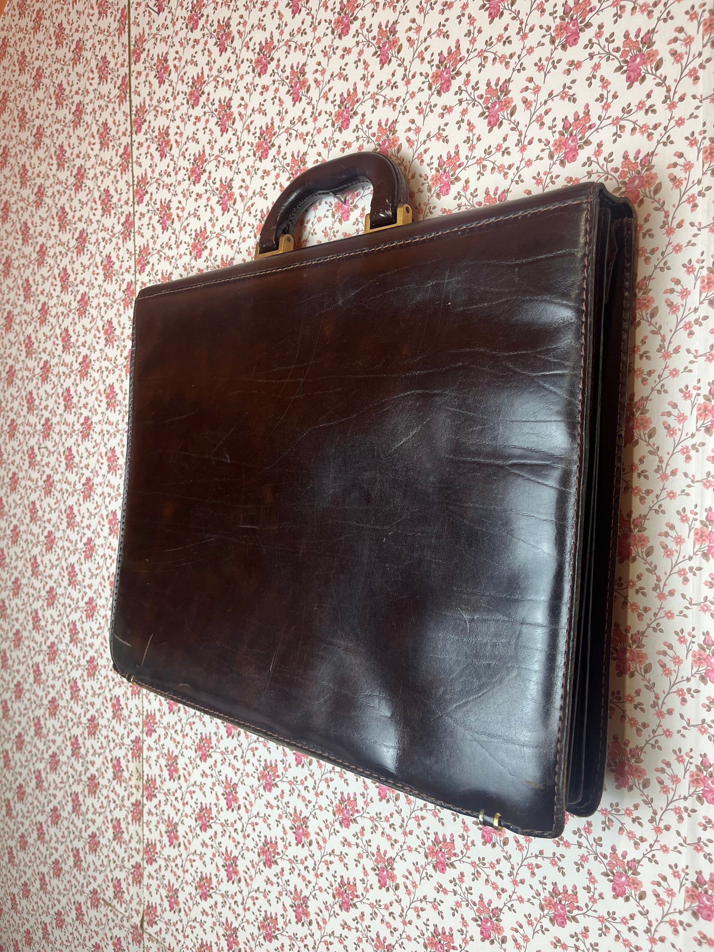 Vintage 1980s Large Brown Leather Briefcase