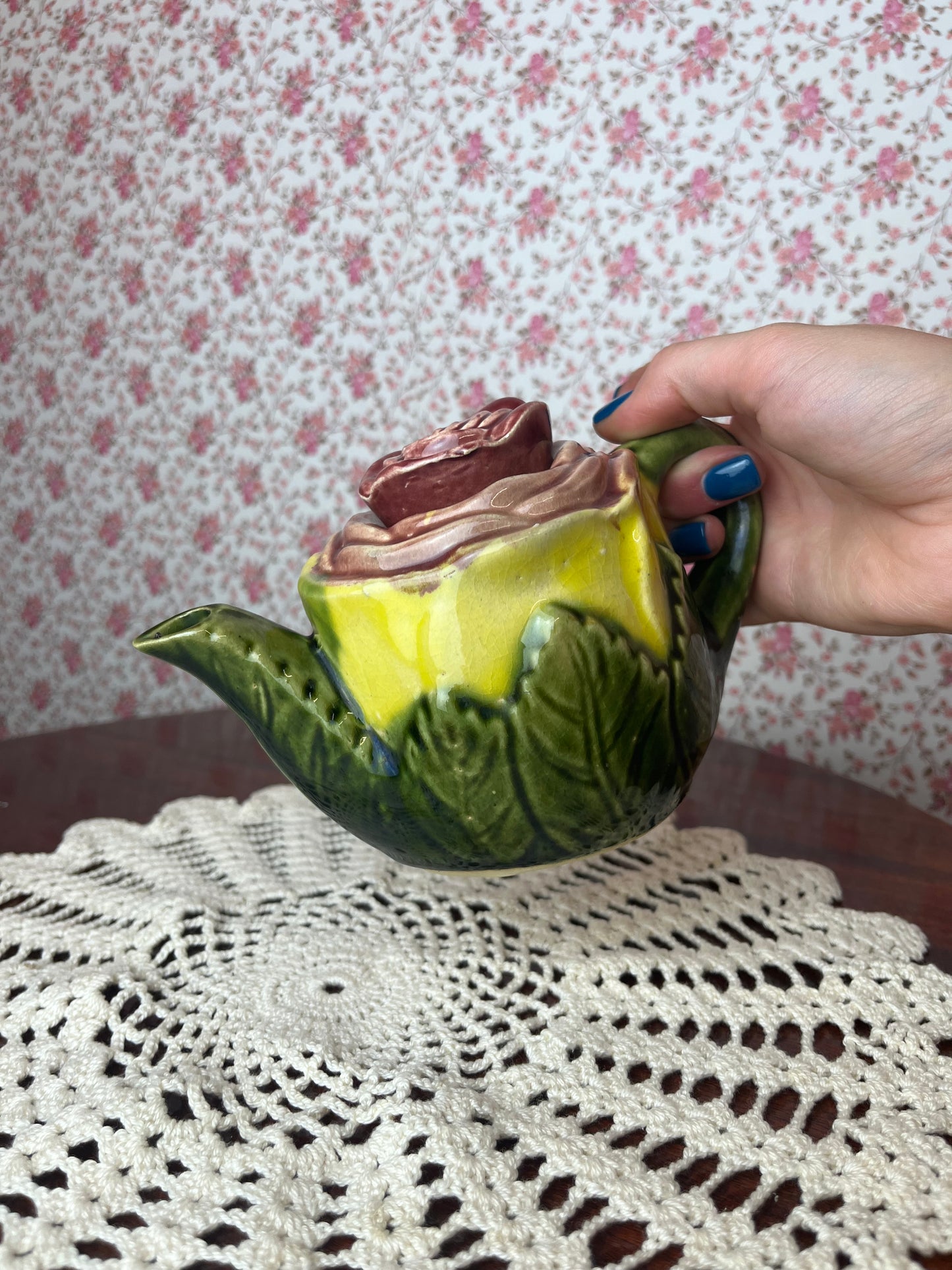 Vintage Handmade Rose Single Teapot