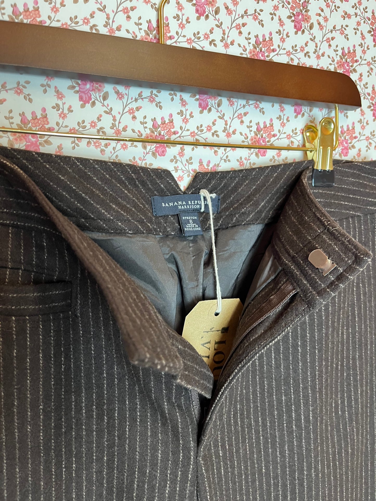 Vintage 1990s Banana Republic Wool Blend Pinstripe Trousers