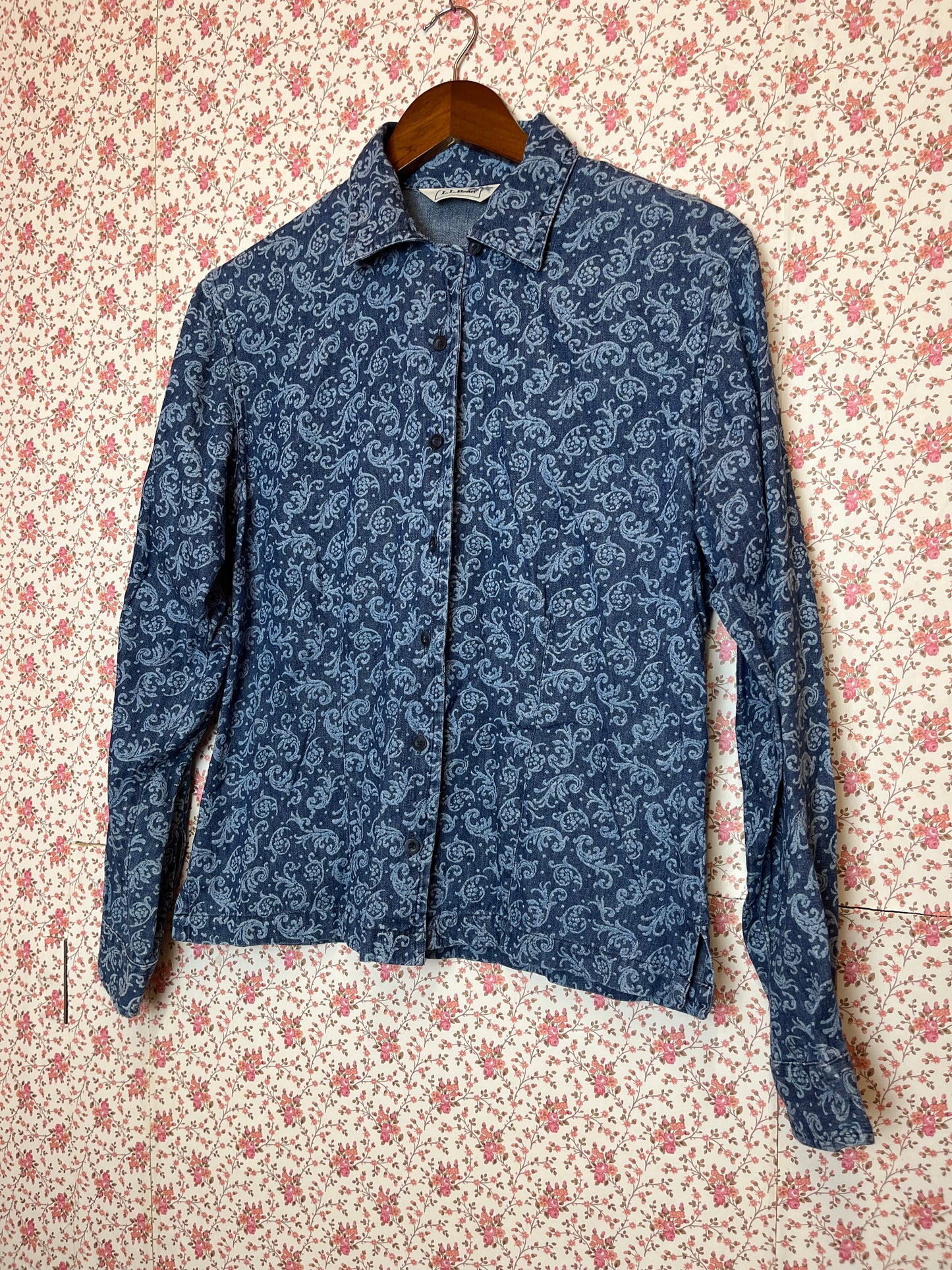 Vintage 1980s Denim Paisley Shirt