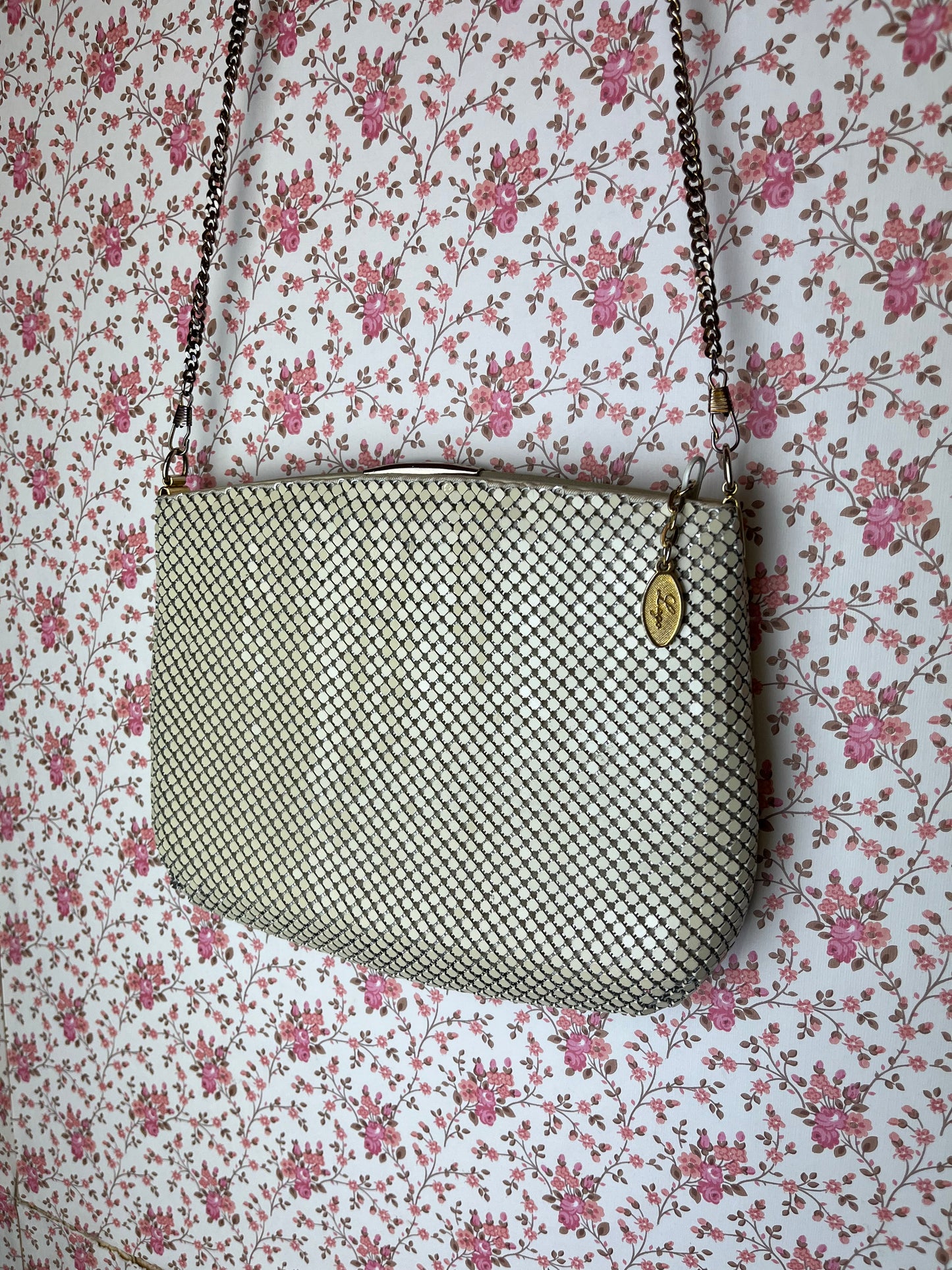 Vintage 1960s Cream Chainmail Shoulder Bag