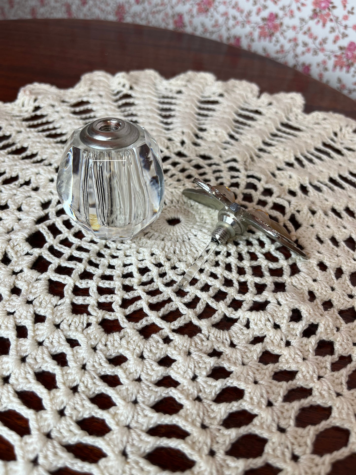 Vintage Glass Stem Butterfly Perfume Bottle