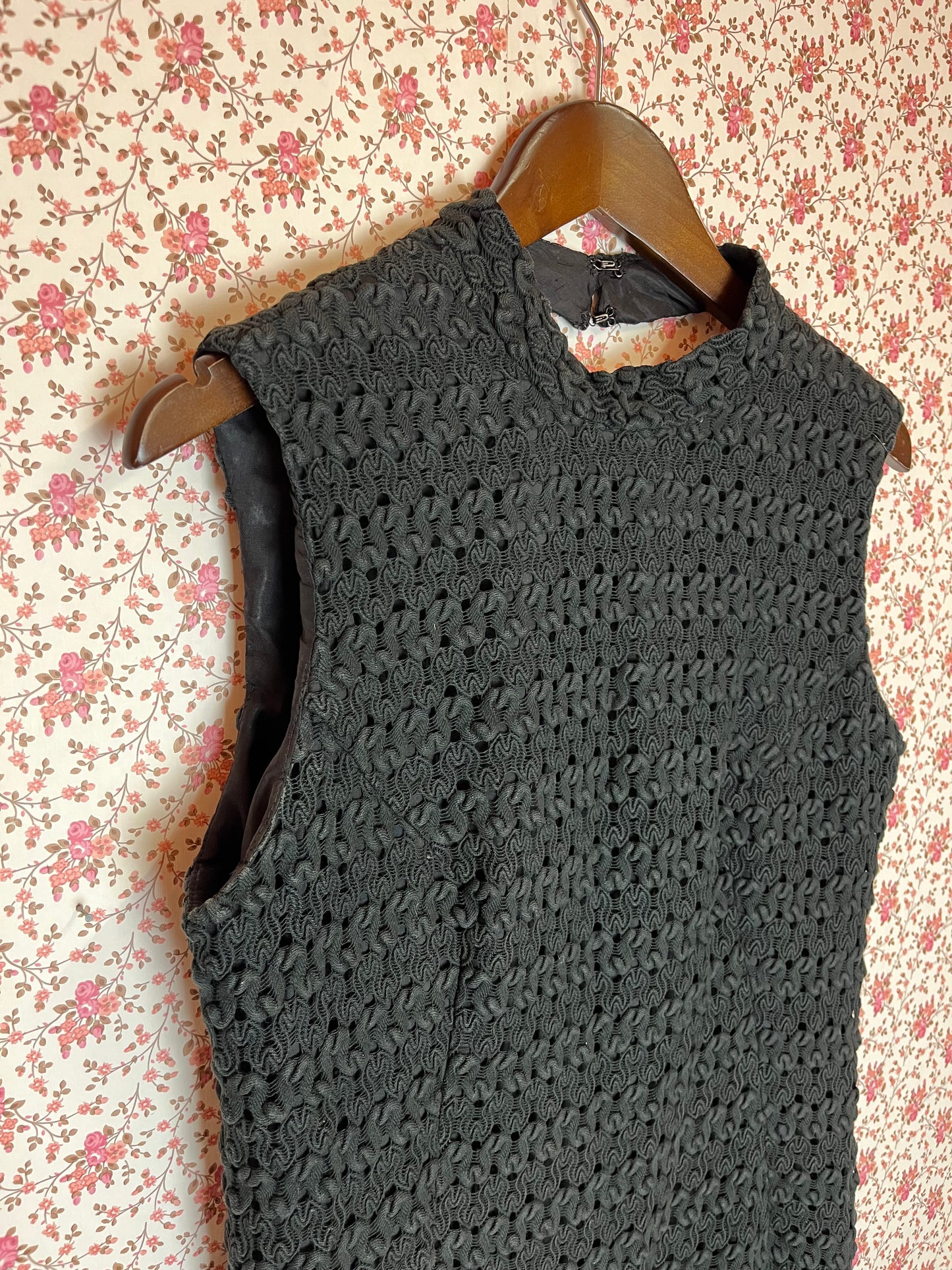 Vintage 1960s Hand Made Textured Little Black Dress
