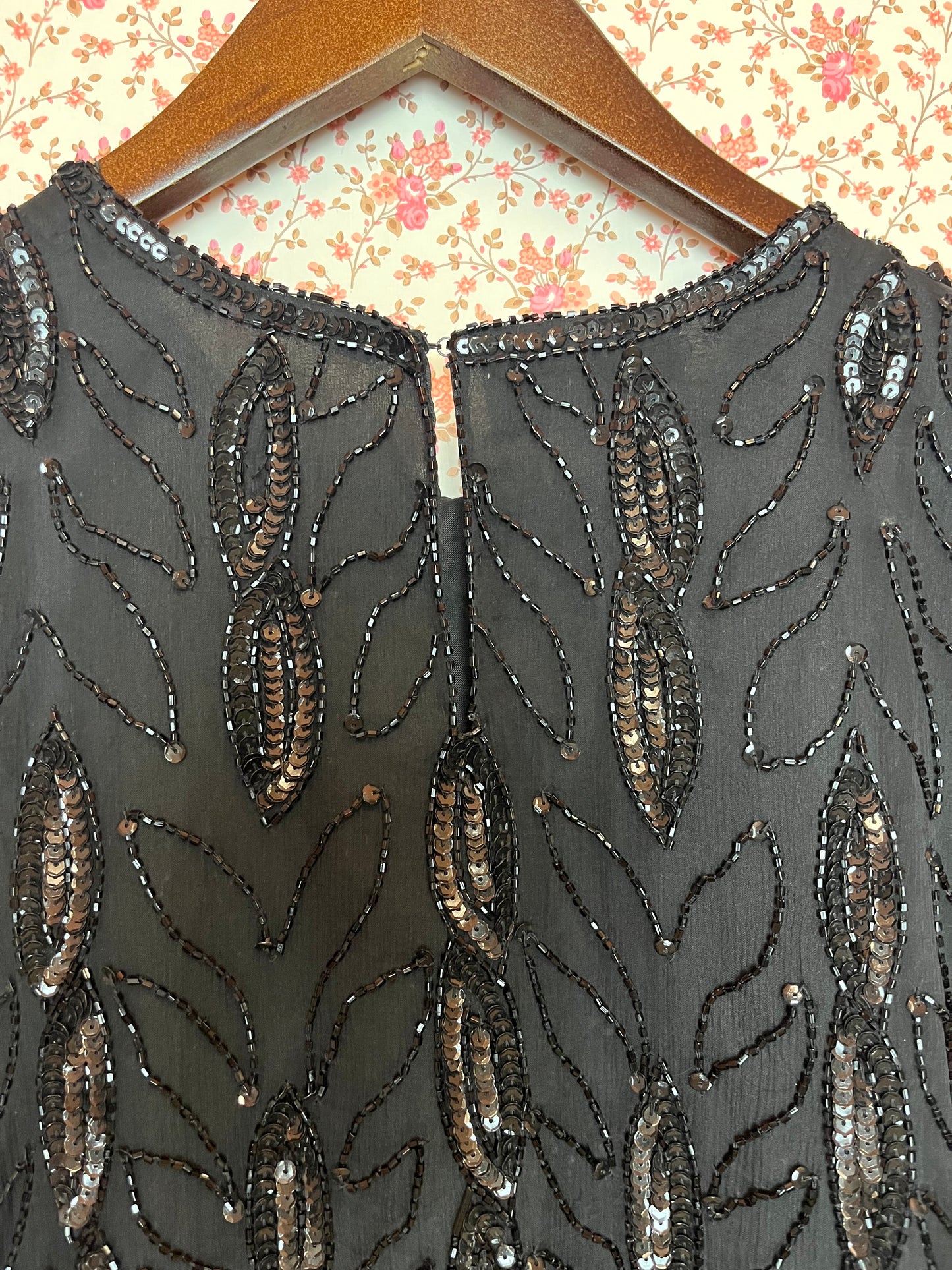 Vintage 1980s Beaded Sequin Embroidered Silk Top