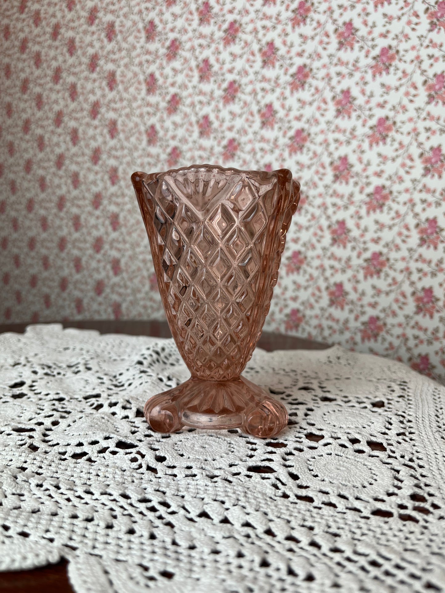 Vintage 1930s Art Deco Pink Glass Vase