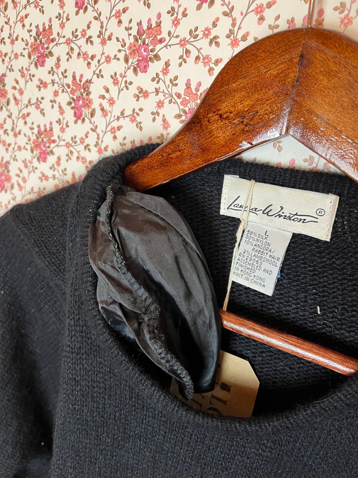 Vintage 1980s Silk & Angora Blend Embellished Jumper