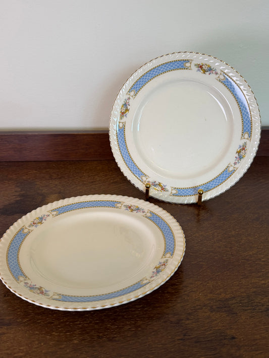 Vintage Johnson Bros Old English Eastbourne Blue & Gold Plates