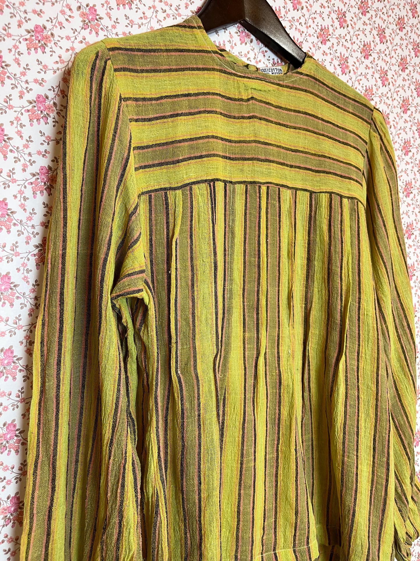 Vintage 1970s Indian Cotton Striped Blouse