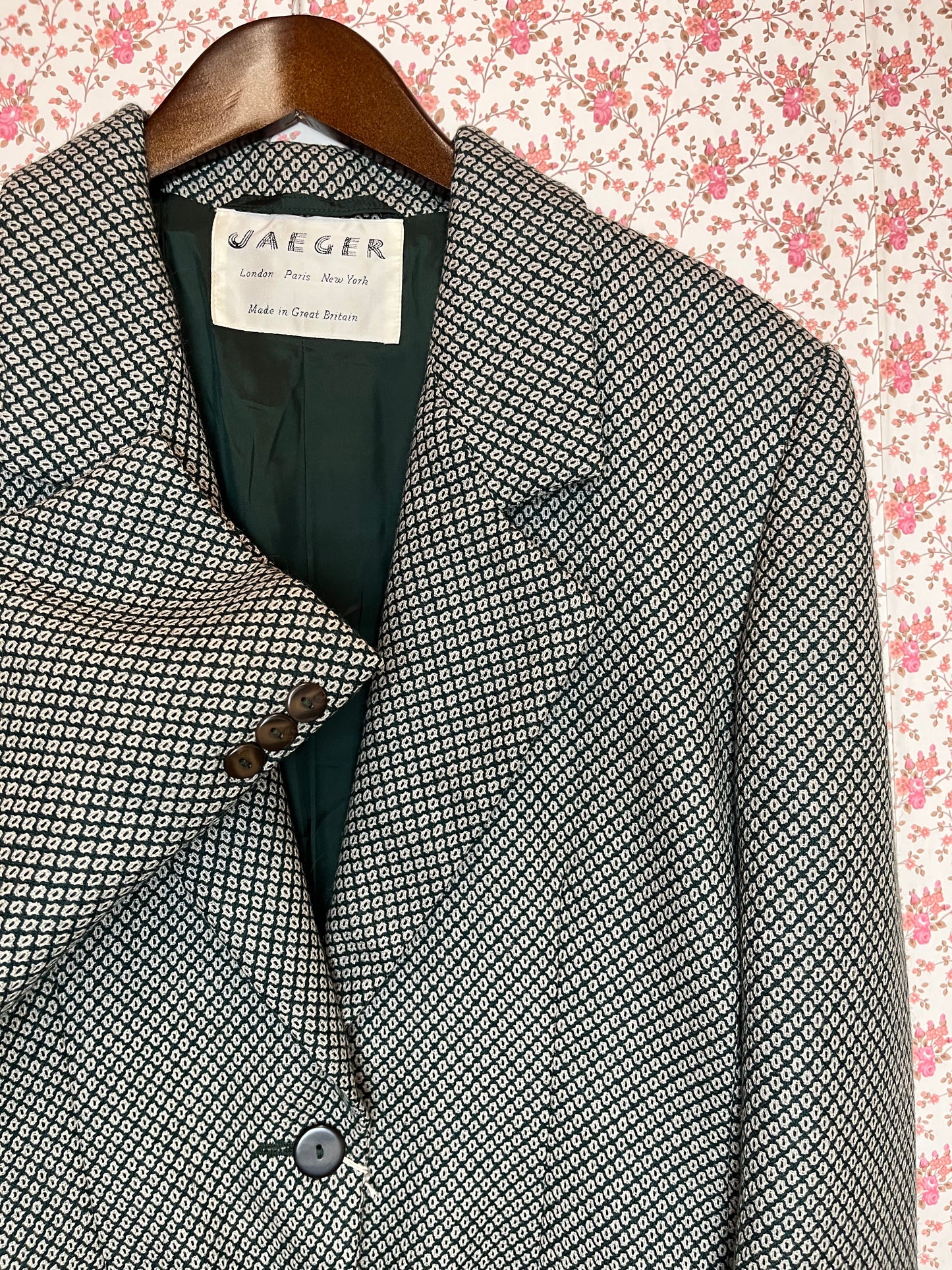 Vintage Jaeger Wool Jaquard Single Breasted Blazer