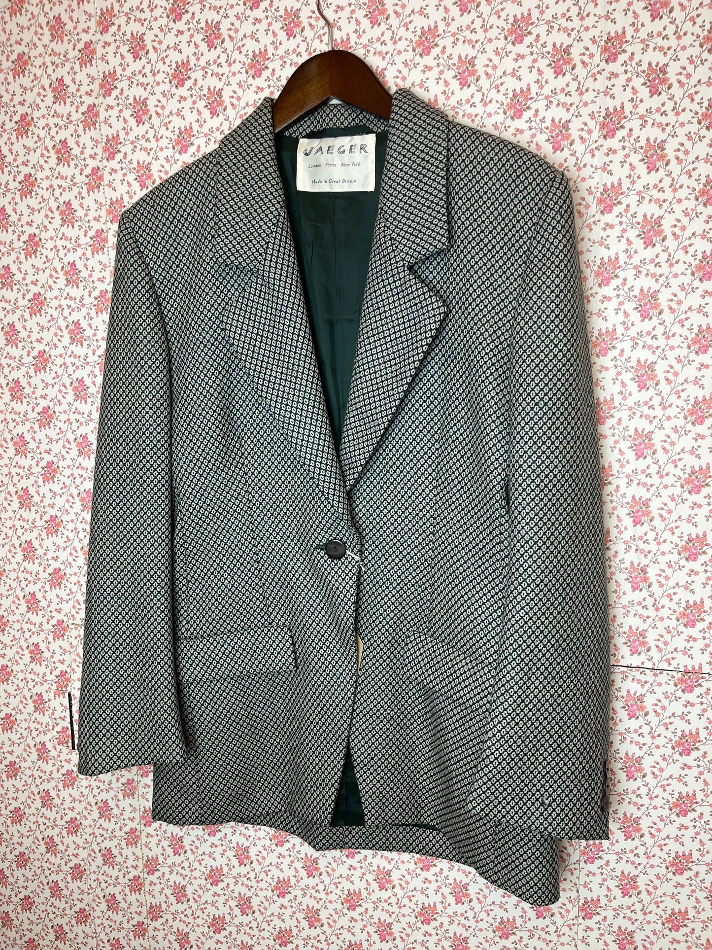 Vintage Jaeger Wool Jaquard Single Breasted Blazer