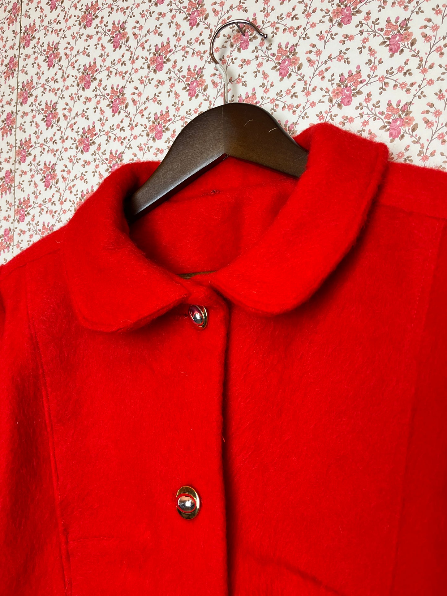Vintage 1970s Hand Made Red Felt Jacket