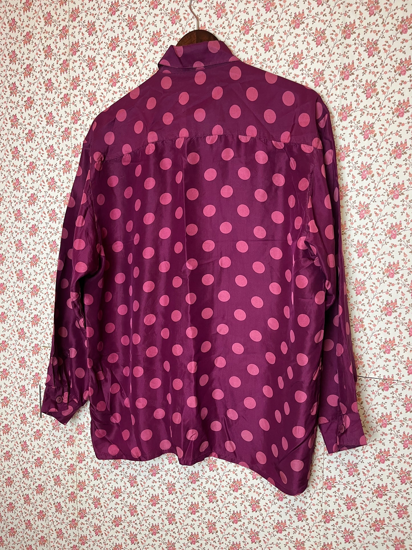 Vintage 1970s Purple Spotted Silk Shirt