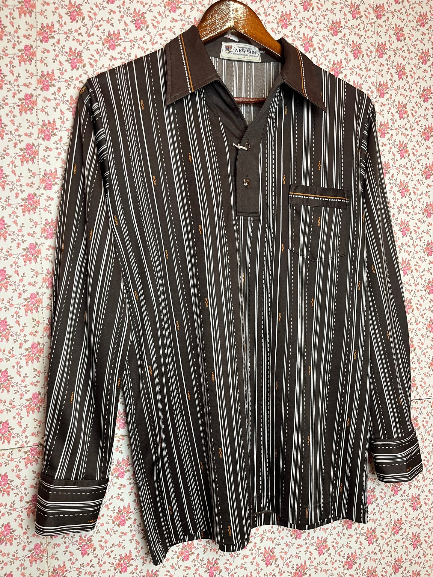 Vintage 1970s Japanese Dagger Collar Popover Shirt