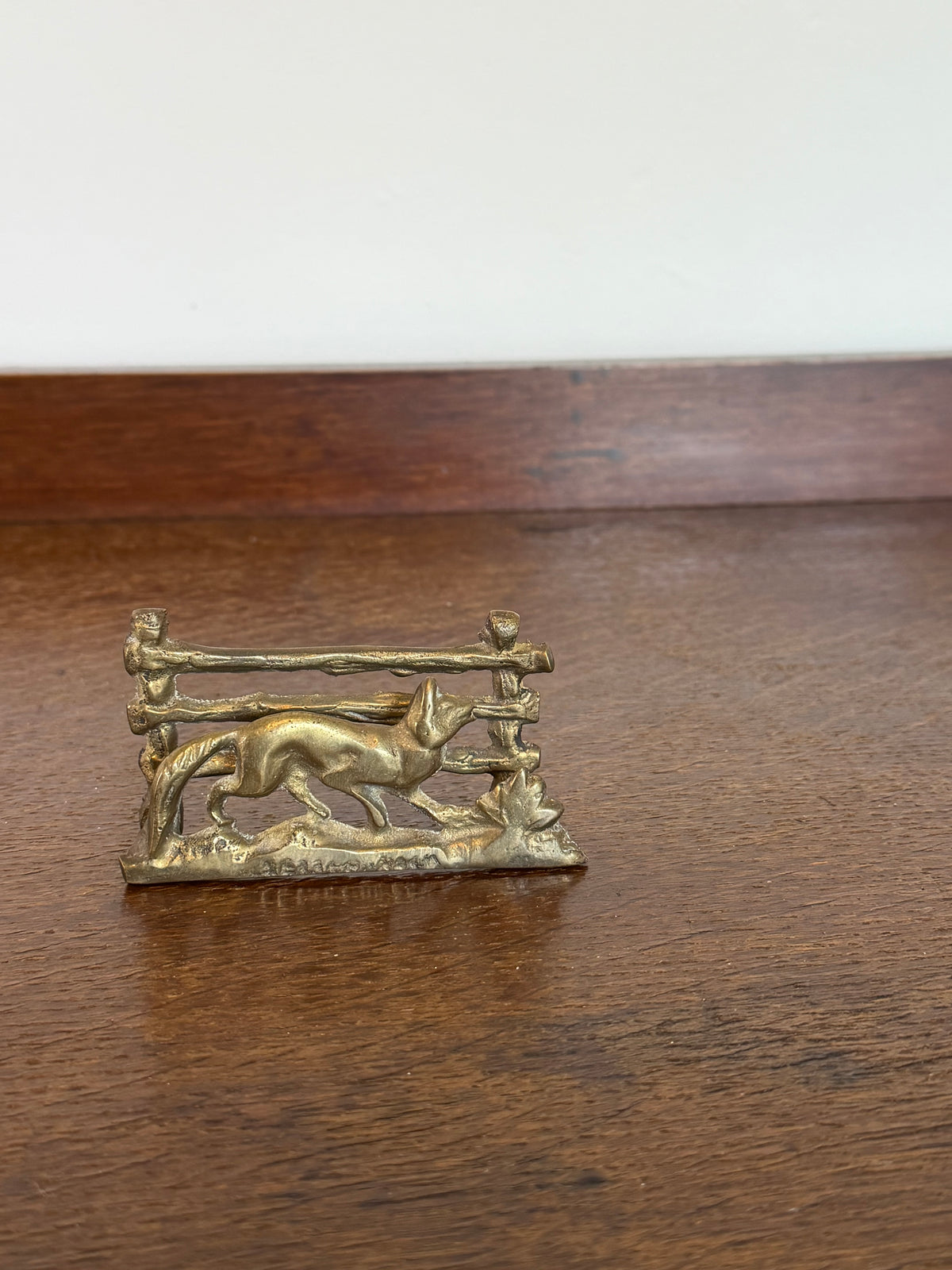 Vintage Brass Fox Letter Stand