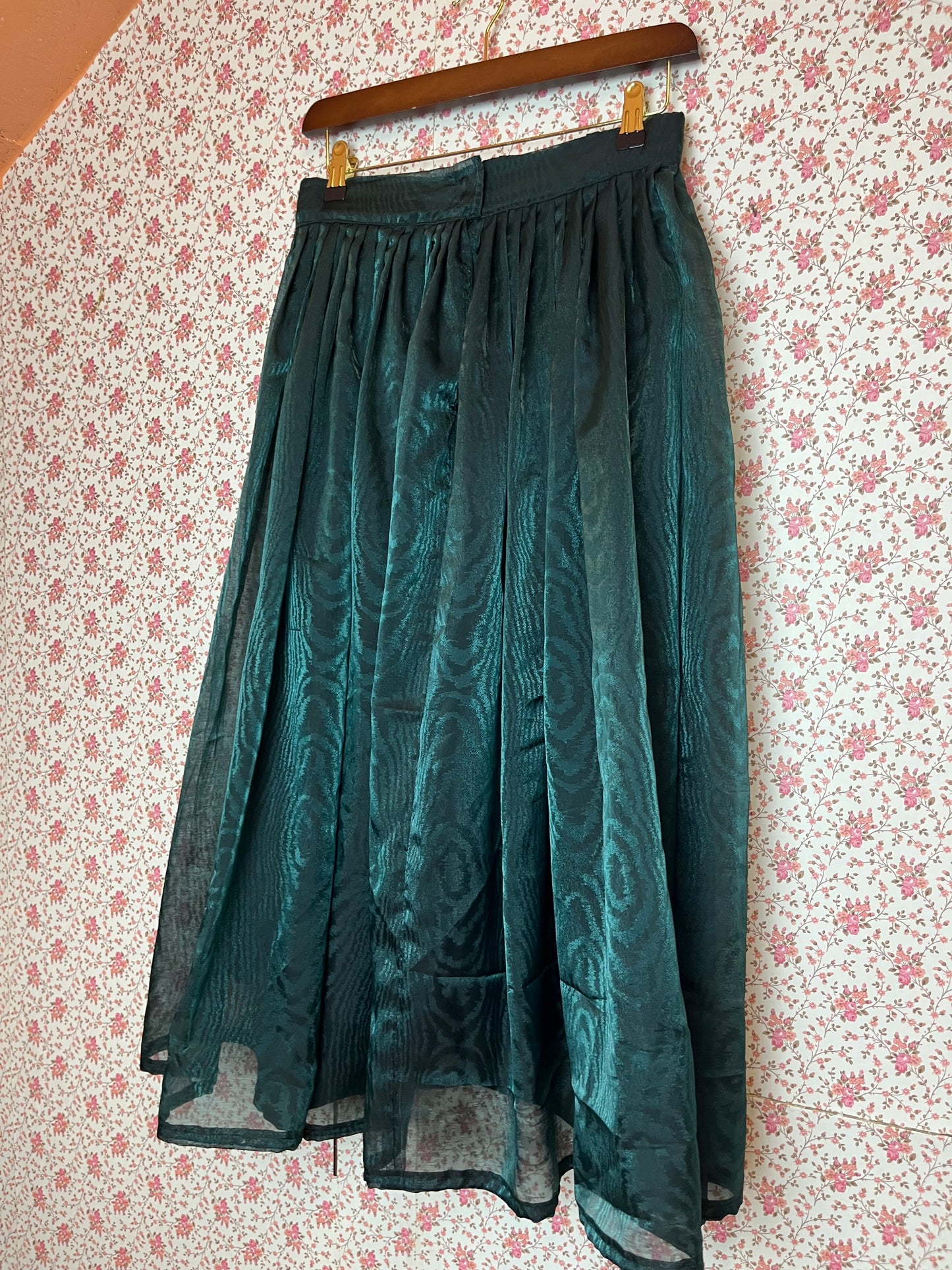 Vintage 1980s Green Organza Puff Skirt