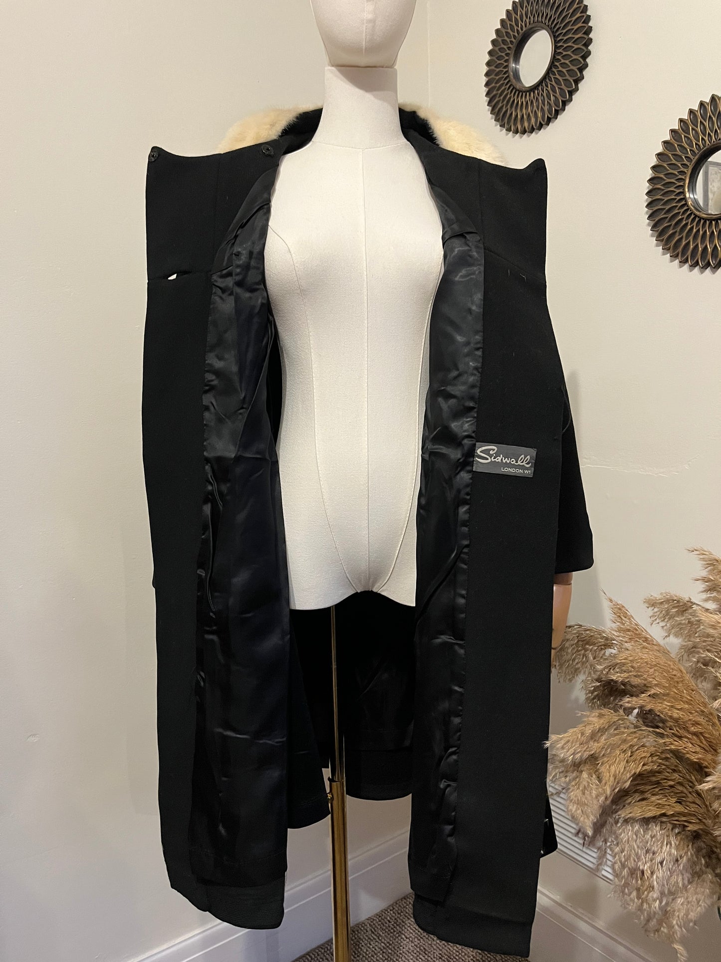 Vintage 1960s Wool Twill and Mink Swing Coat