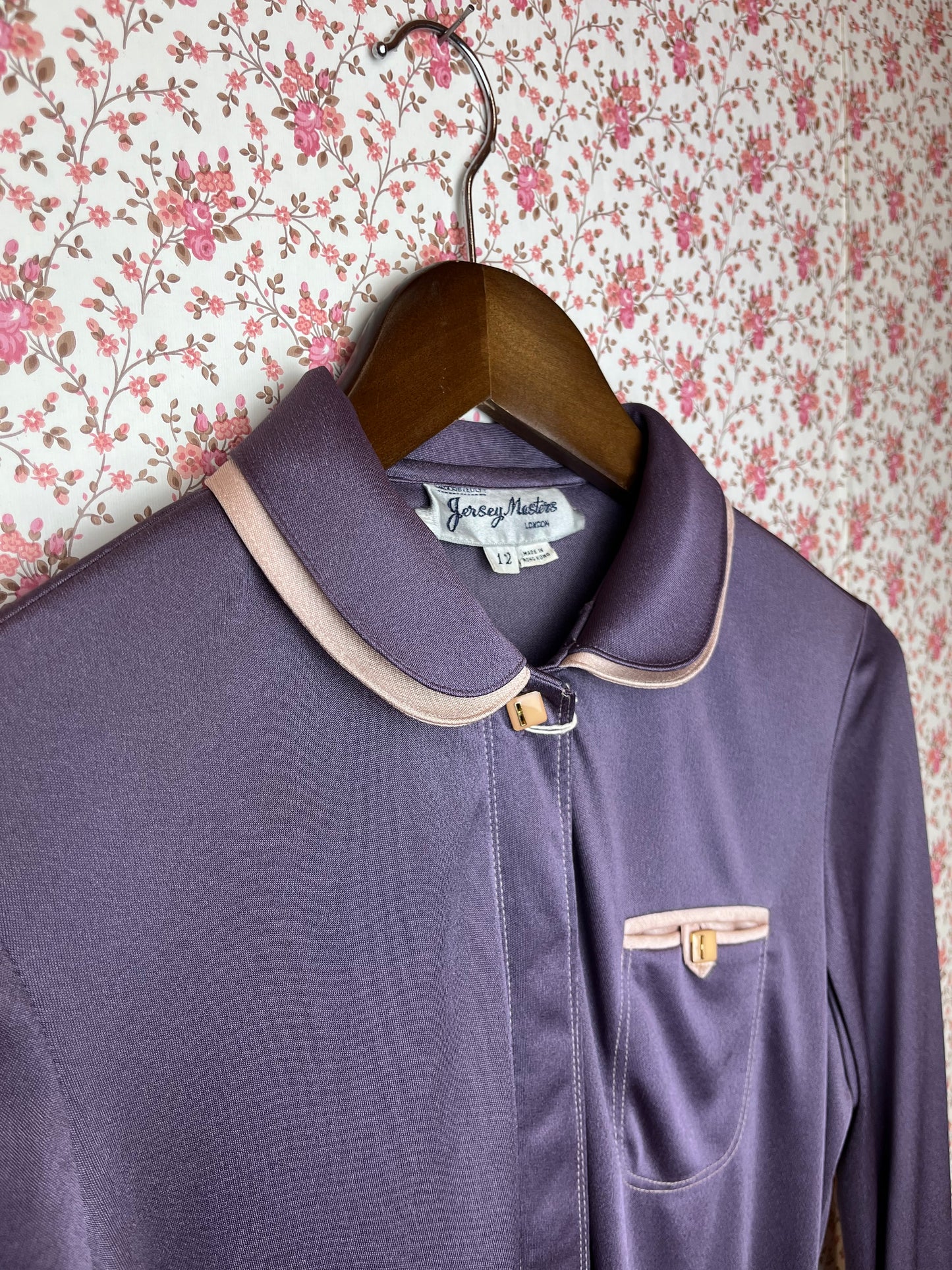 Vintage 1960s Jersey Double Collar Long Sleeve Shirt with Belt