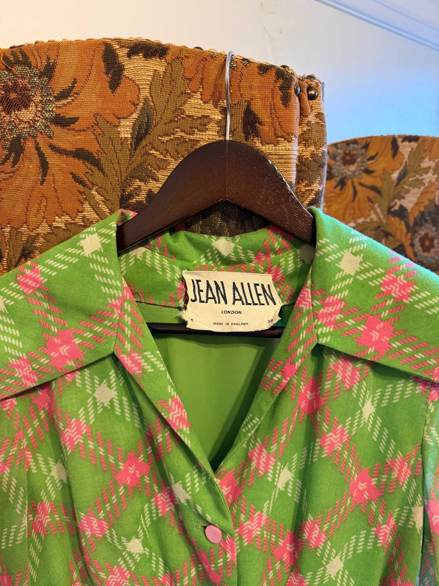 Vintage Jean Allen Plaid Shirt Waist Maxi Dress