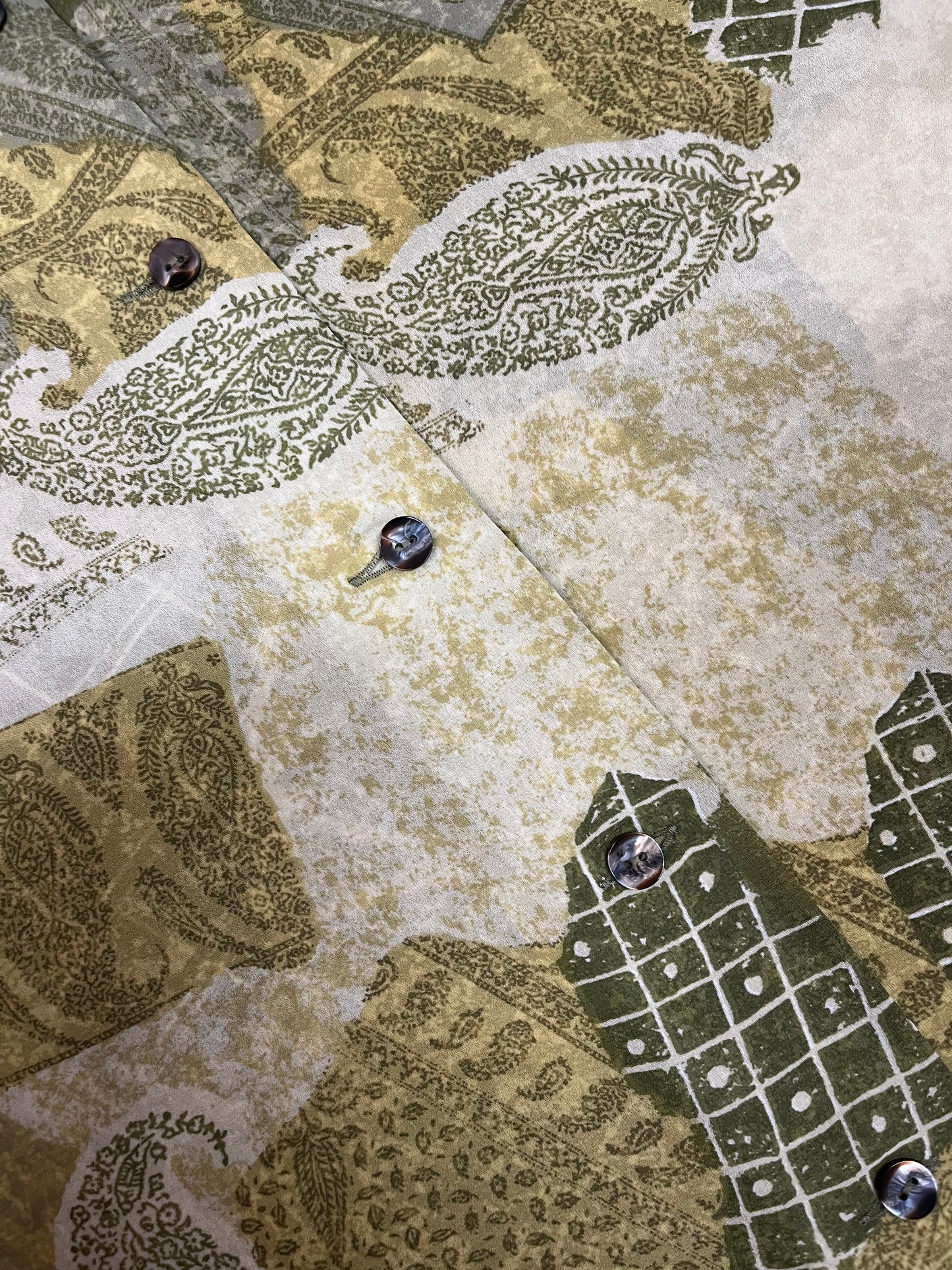 Vintage 1980s Jaques Vert Paisley Printed Shirt with Neck Tie Detail