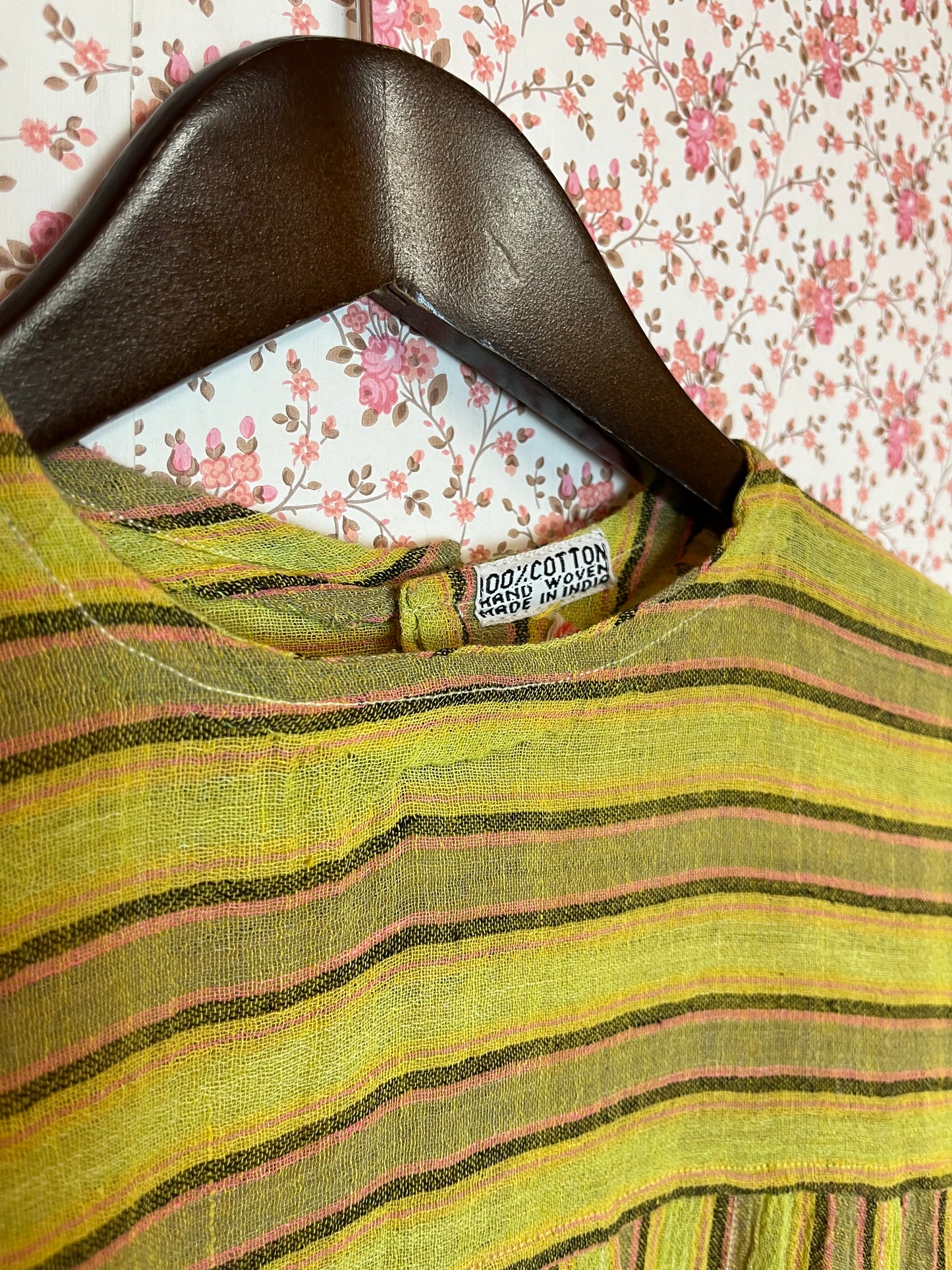 Vintage 1970s Indian Cotton Striped Blouse