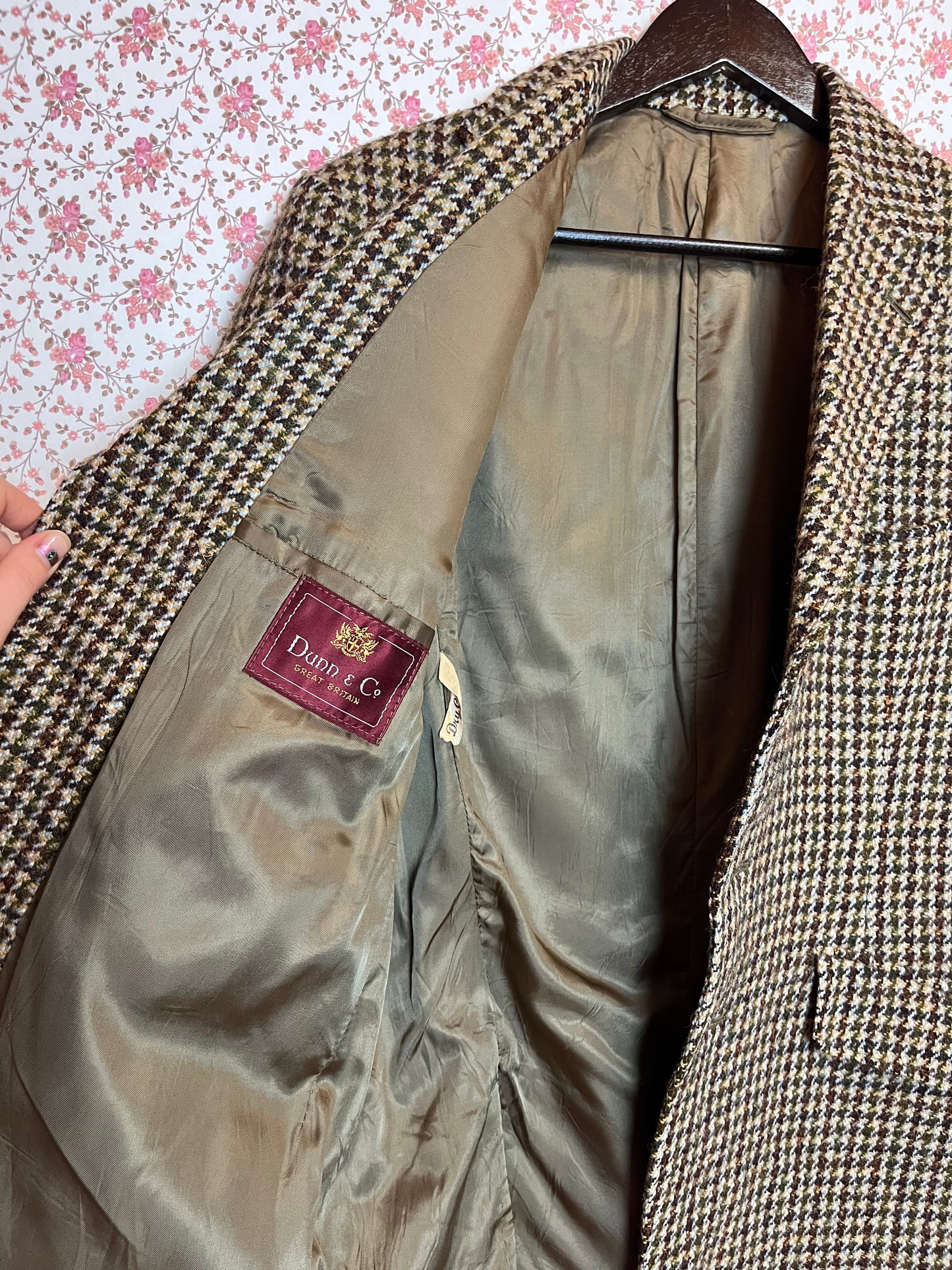 Vintage 1960s Harris Tweed Houndstooth Single Breasted Blazer