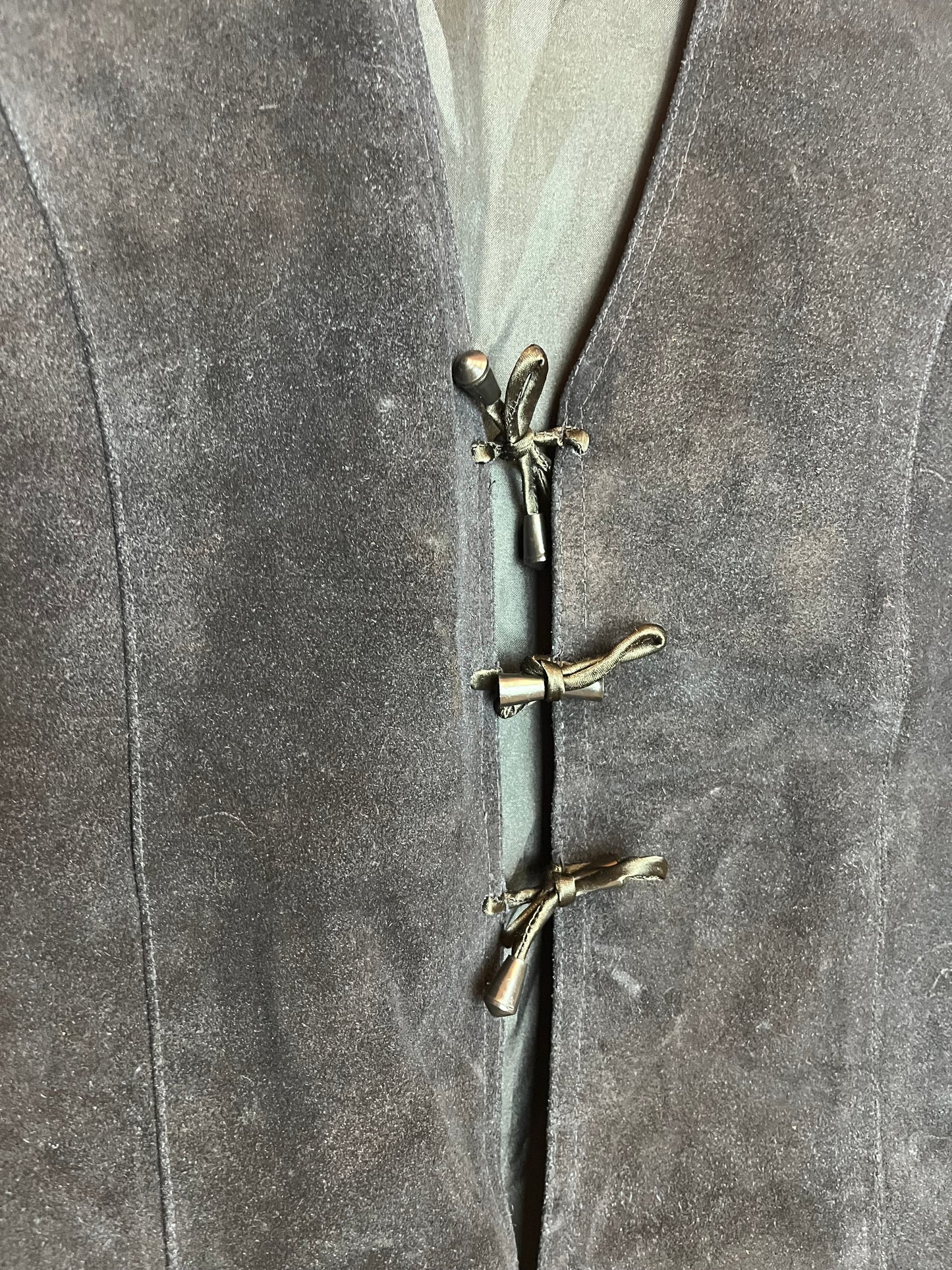 Vintage 1970s Black Suede Tassel Waistcoat