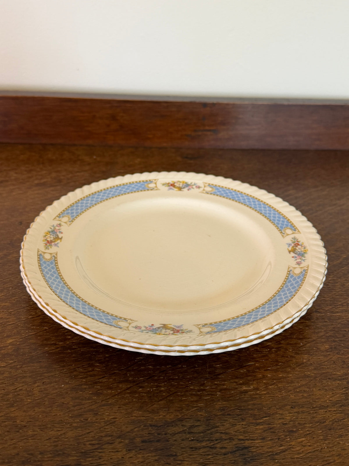 Vintage Johnson Bros Old English Eastbourne Blue & Gold Plates