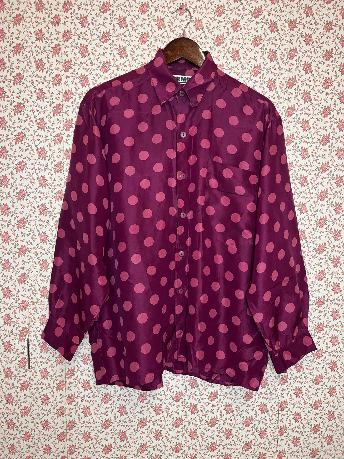 Vintage 1970s Purple Spotted Silk Shirt