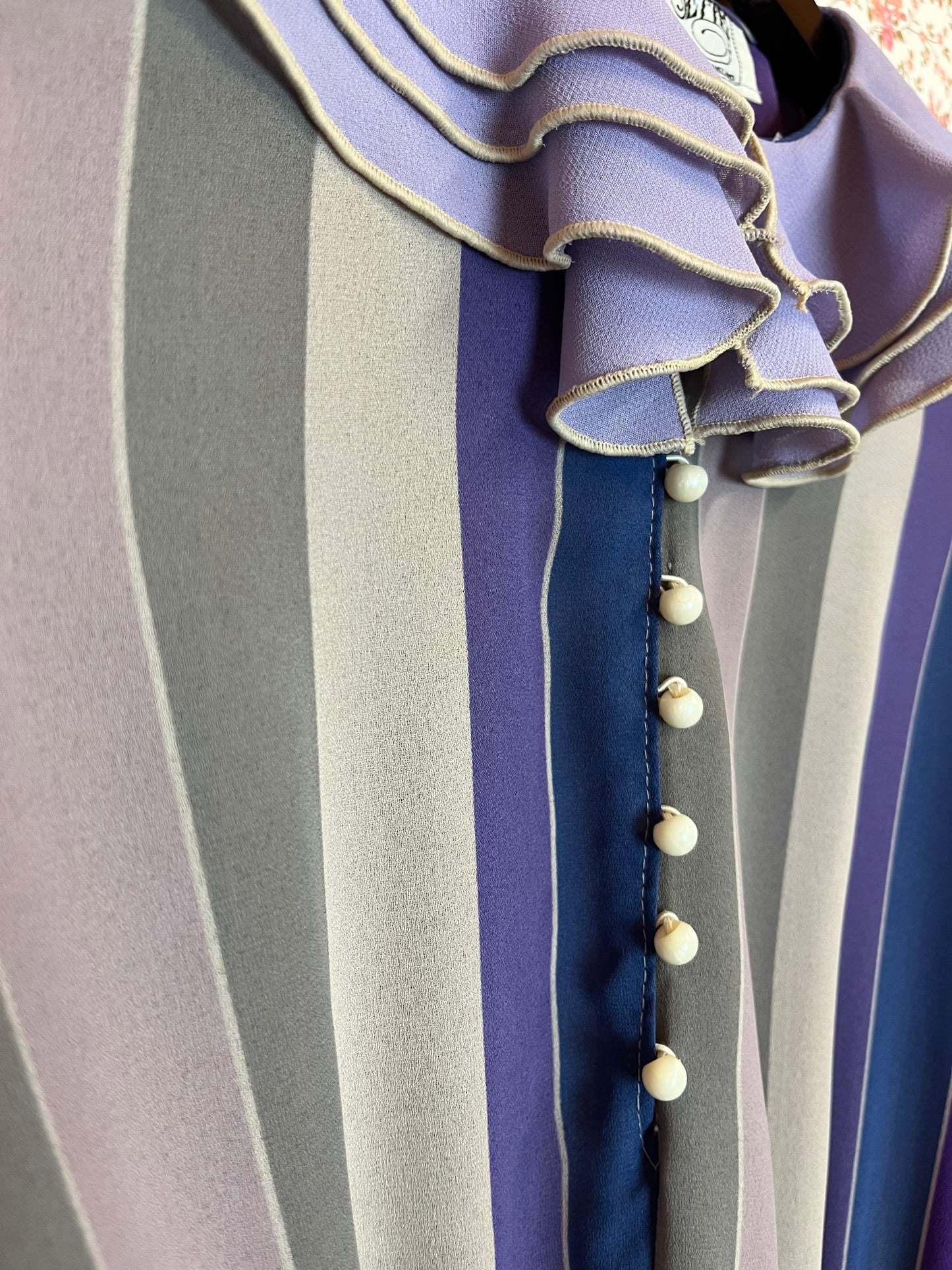 Vintage 1970s Shubette Purple Striped Shirtwaist Dress